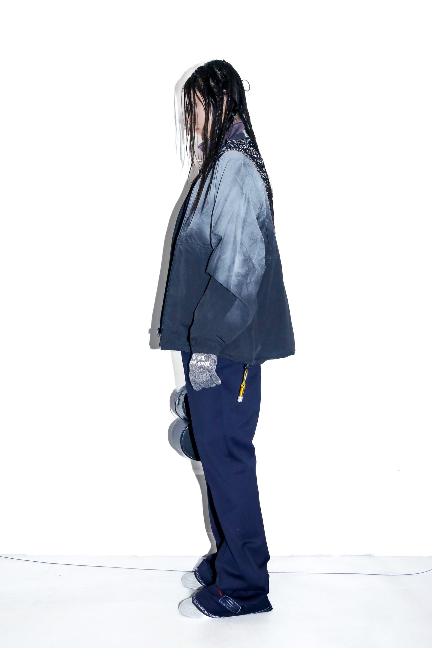 BODYSONG. / 先行予約 FLARE LAYERED SLACKS LUXE - NAVY