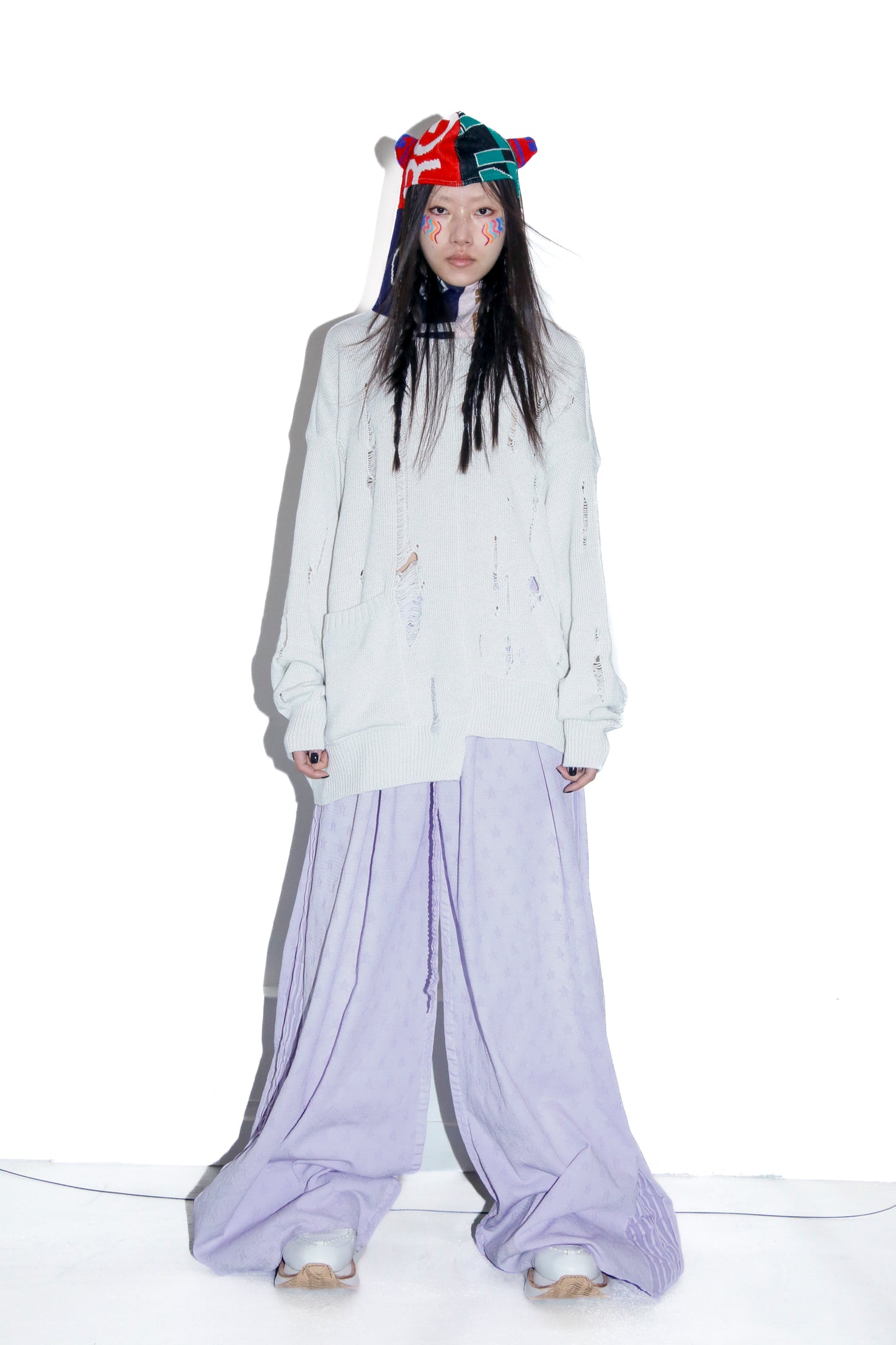 BODYSONG. / 先行予約 EARHOOD GLITTERY BALACLAVA SWEATER - WHITE