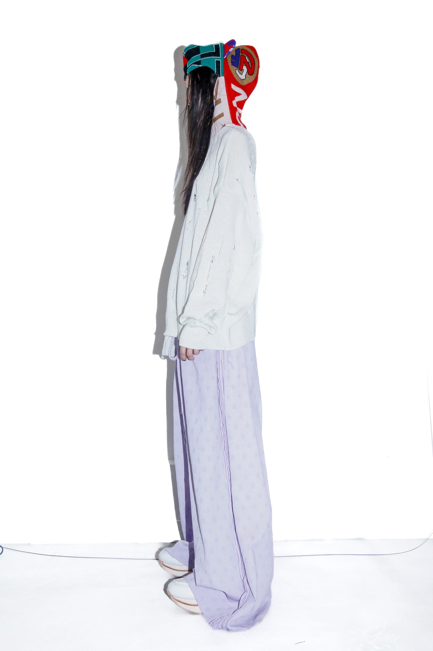 BODYSONG. / 先行予約 EARHOOD GLITTERY BALACLAVA SWEATER - WHITE