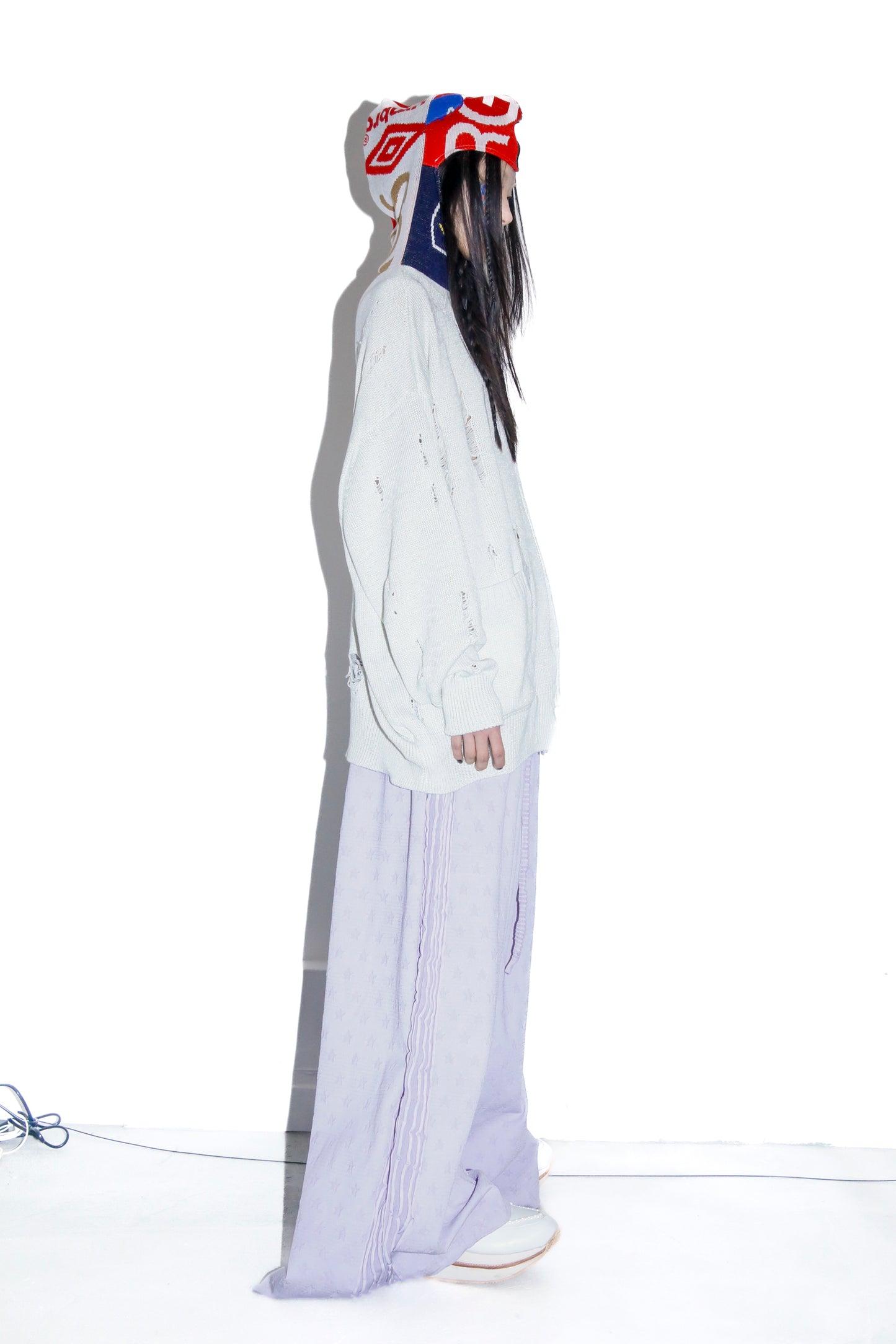 BODYSONG. / 先行予約 EARHOOD GLITTERY BALACLAVA SWEATER - WHITE