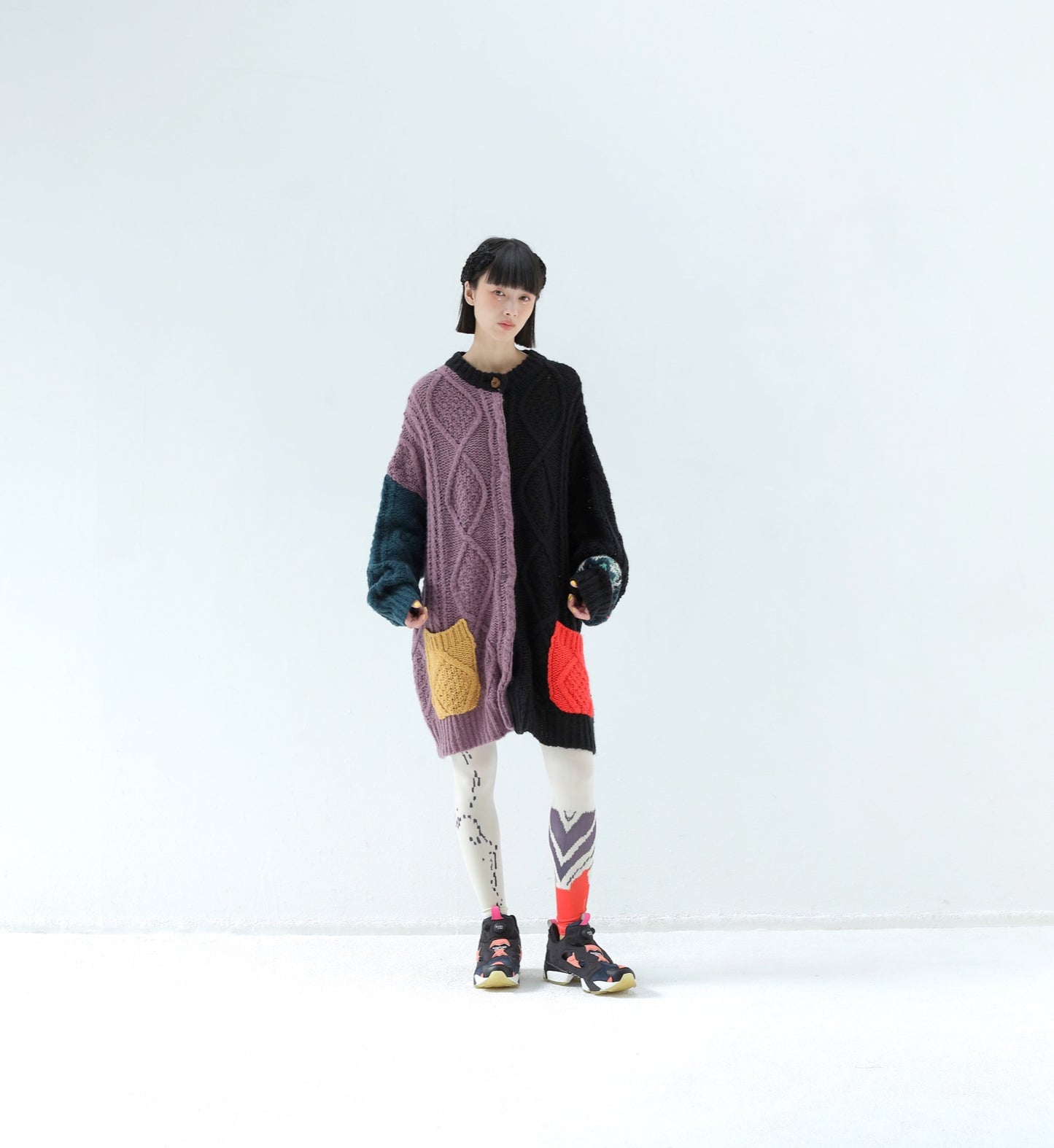 BEDSIDEDRAMA / 先行予約 PLAY Alan Mix Knit Coat - BLACK