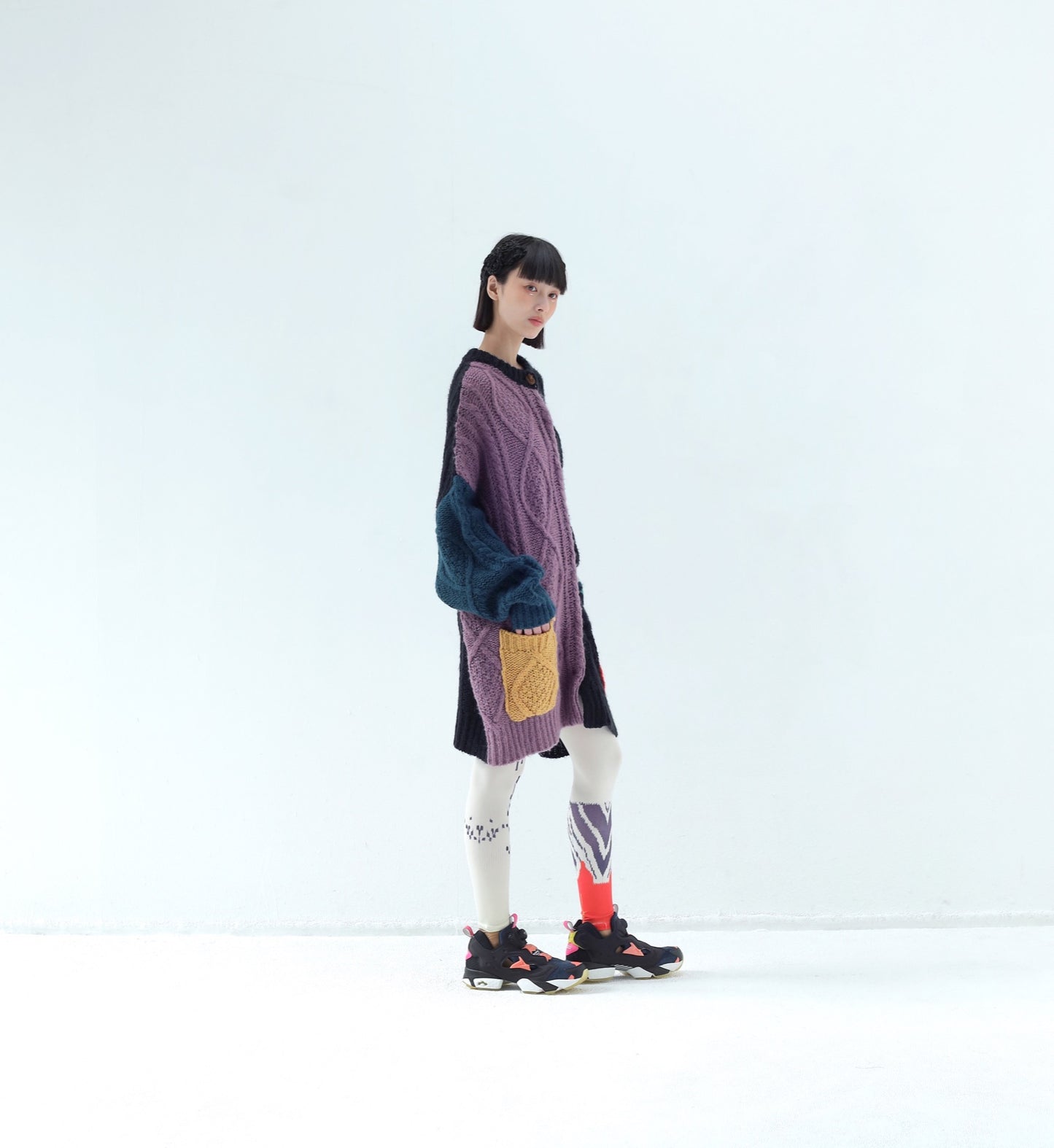 BEDSIDEDRAMA / 先行予約 PLAY Alan Mix Knit Coat - BLACK