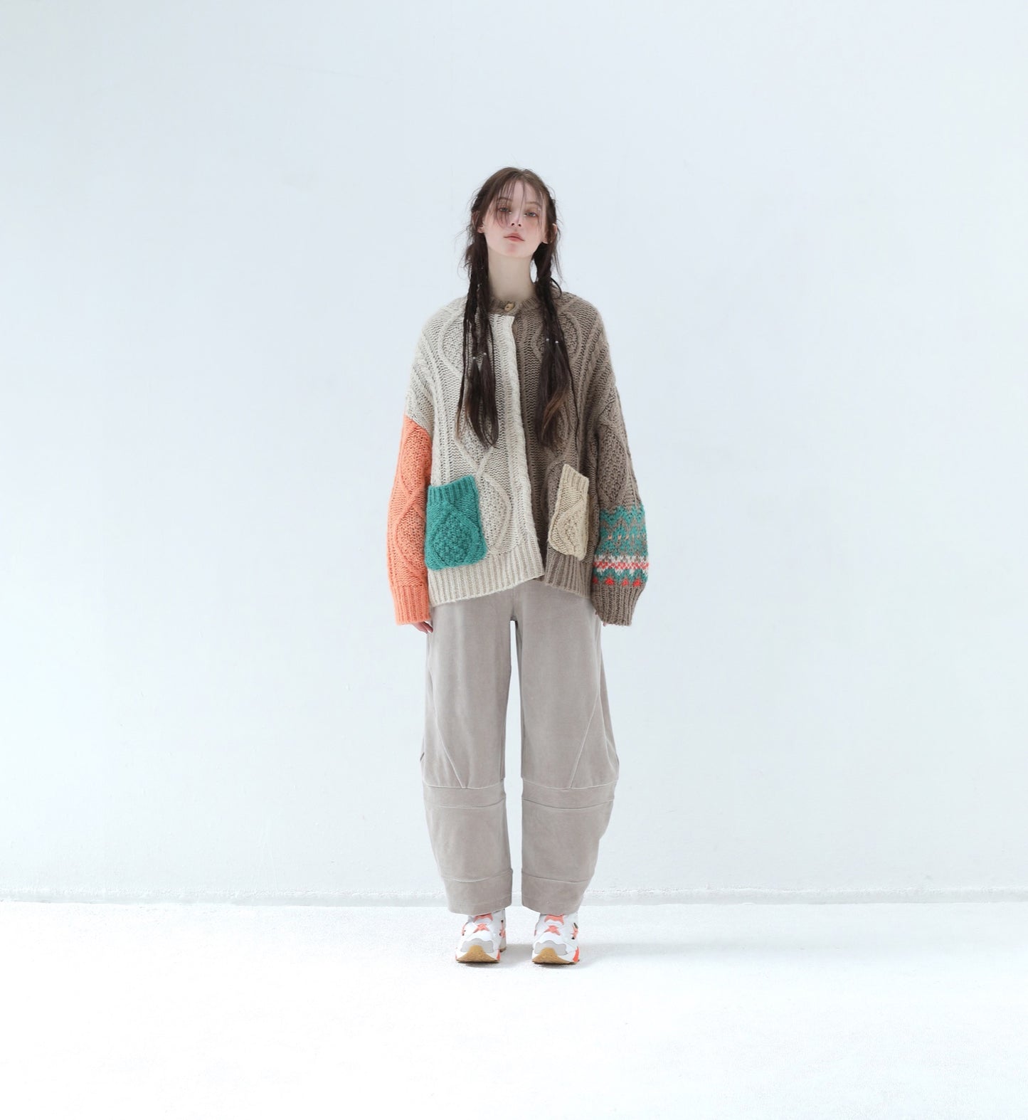 BEDSIDEDRAMA / 先行予約 PLAY Alan Mix Knit Coat - MOSS