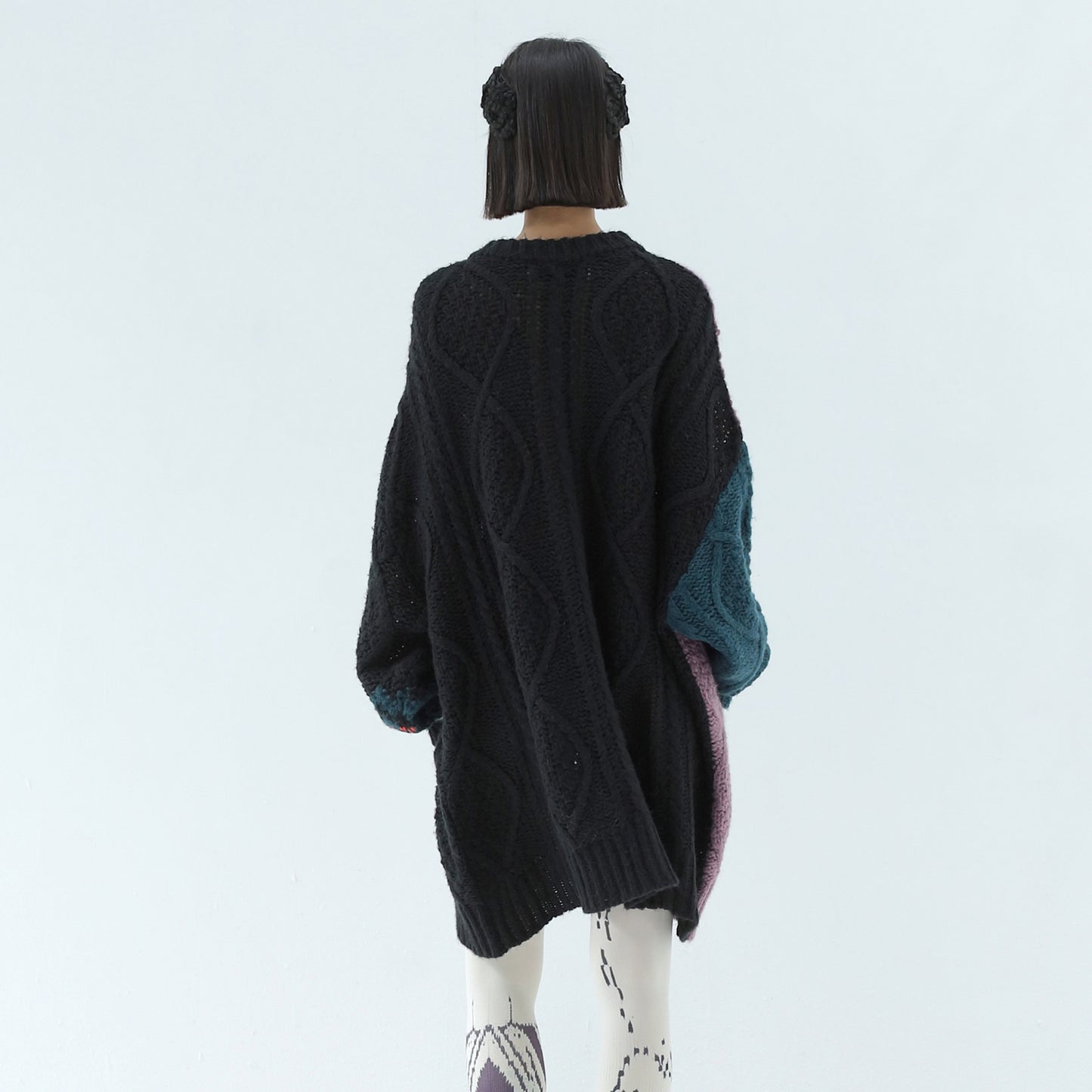 BEDSIDEDRAMA / 先行予約 PLAY Alan Mix Knit Coat - BLACK