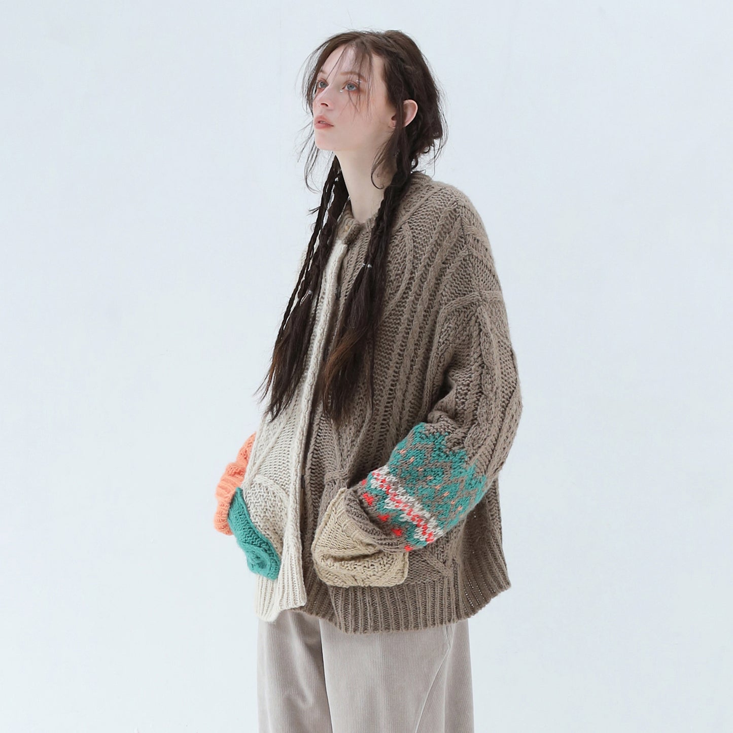 BEDSIDEDRAMA / 先行予約 PLAY Alan Mix Knit Coat - MOSS