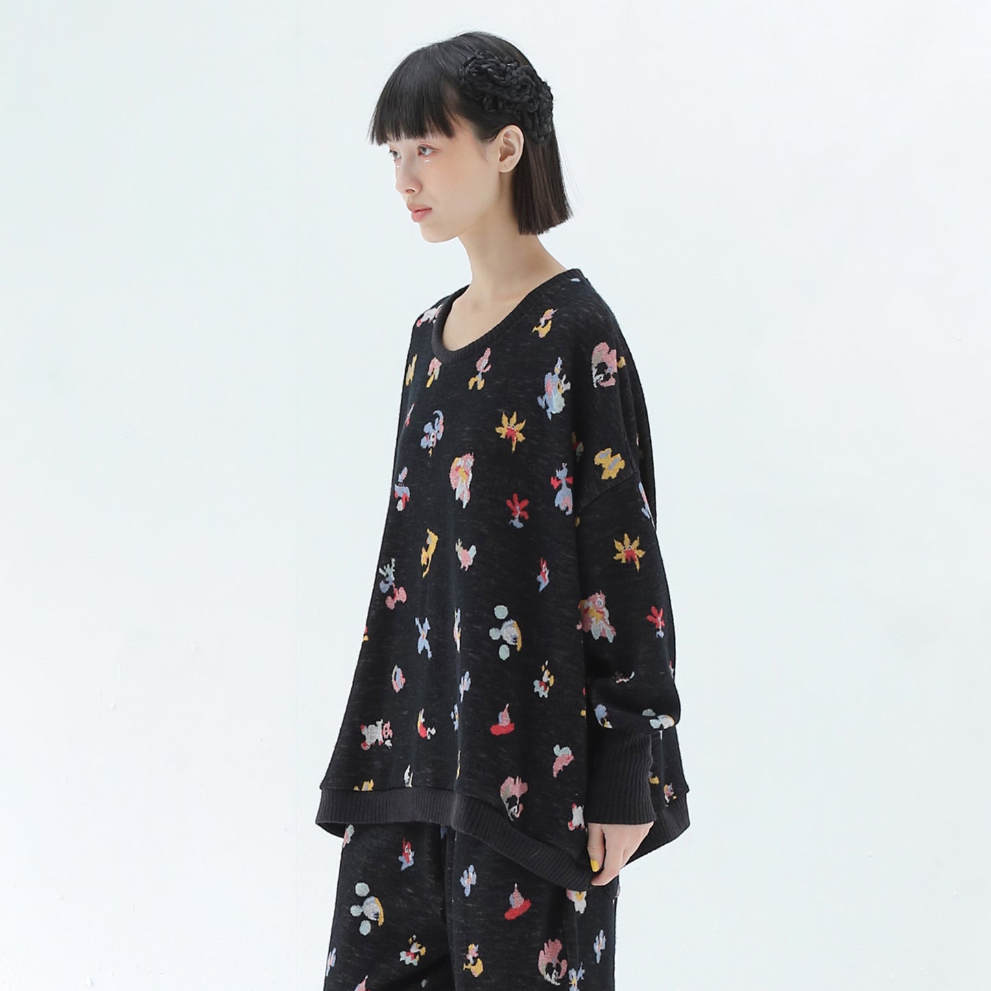 BEDSIDEDRAMA / 先行予約 Origin Jacquard Pullover - MELT BLACK