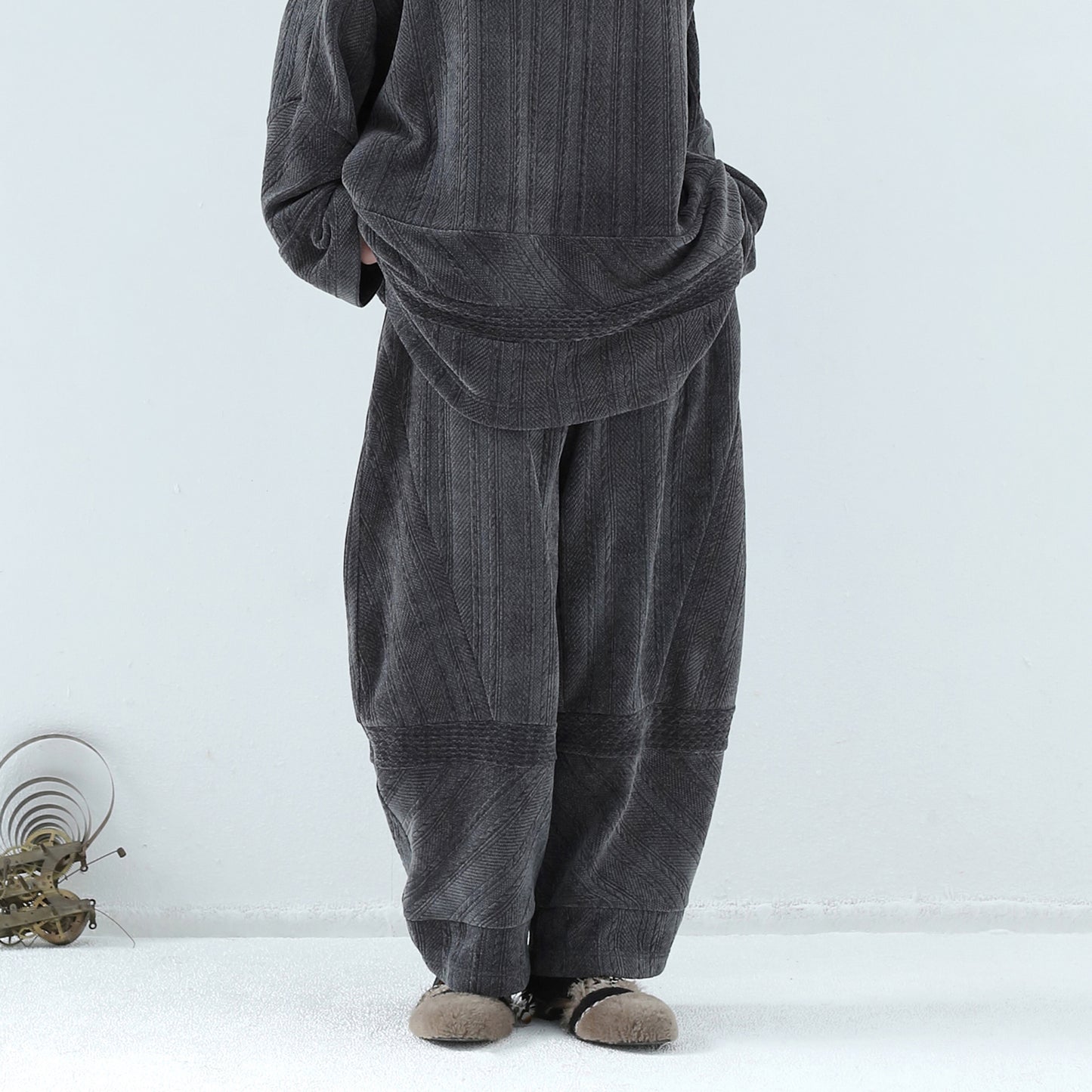 BEDSIDEDRAMA / 先行予約 Pattern Switch Cozy Pants - CHACOAL