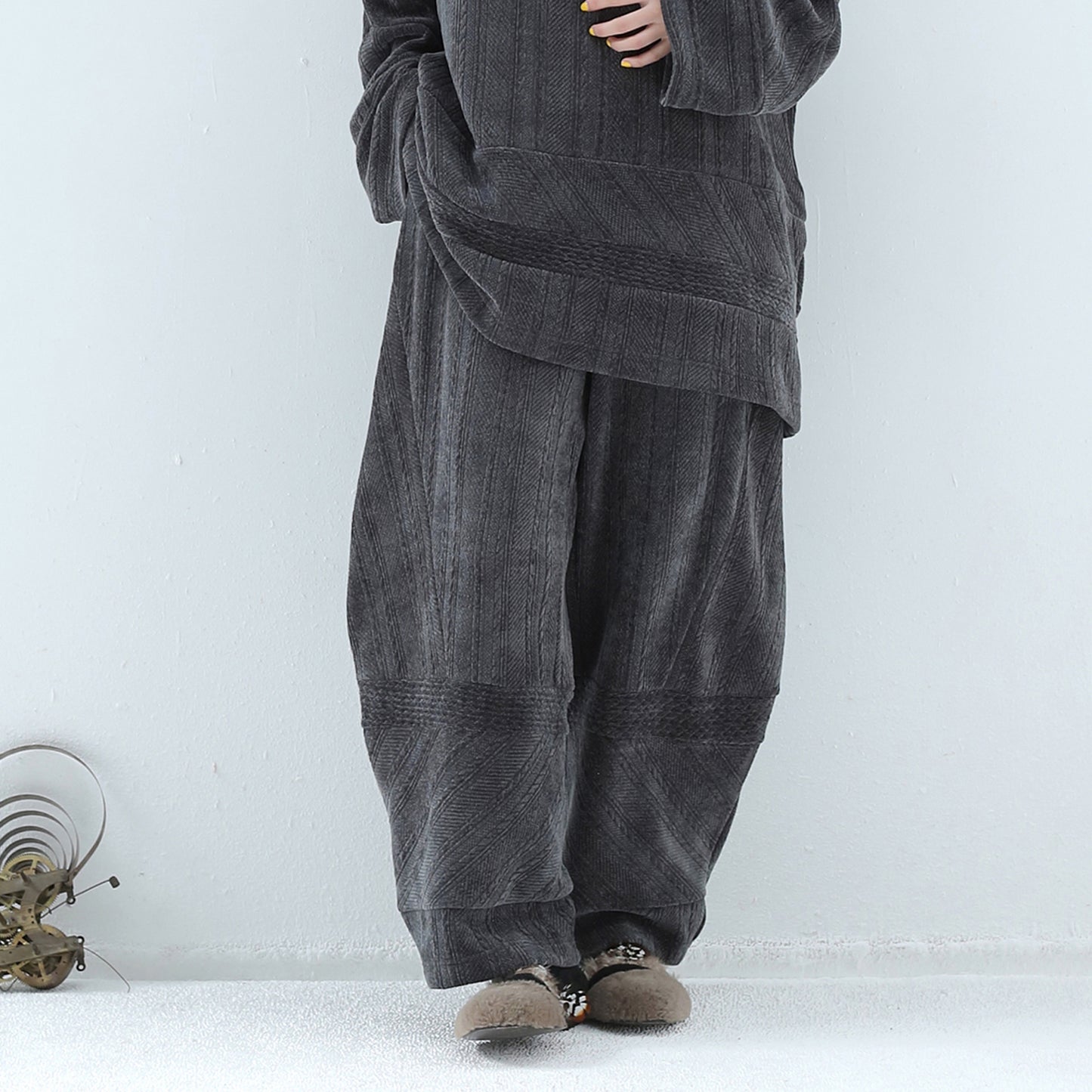 BEDSIDEDRAMA / 先行予約 Pattern Switch Cozy Pants - CHACOAL