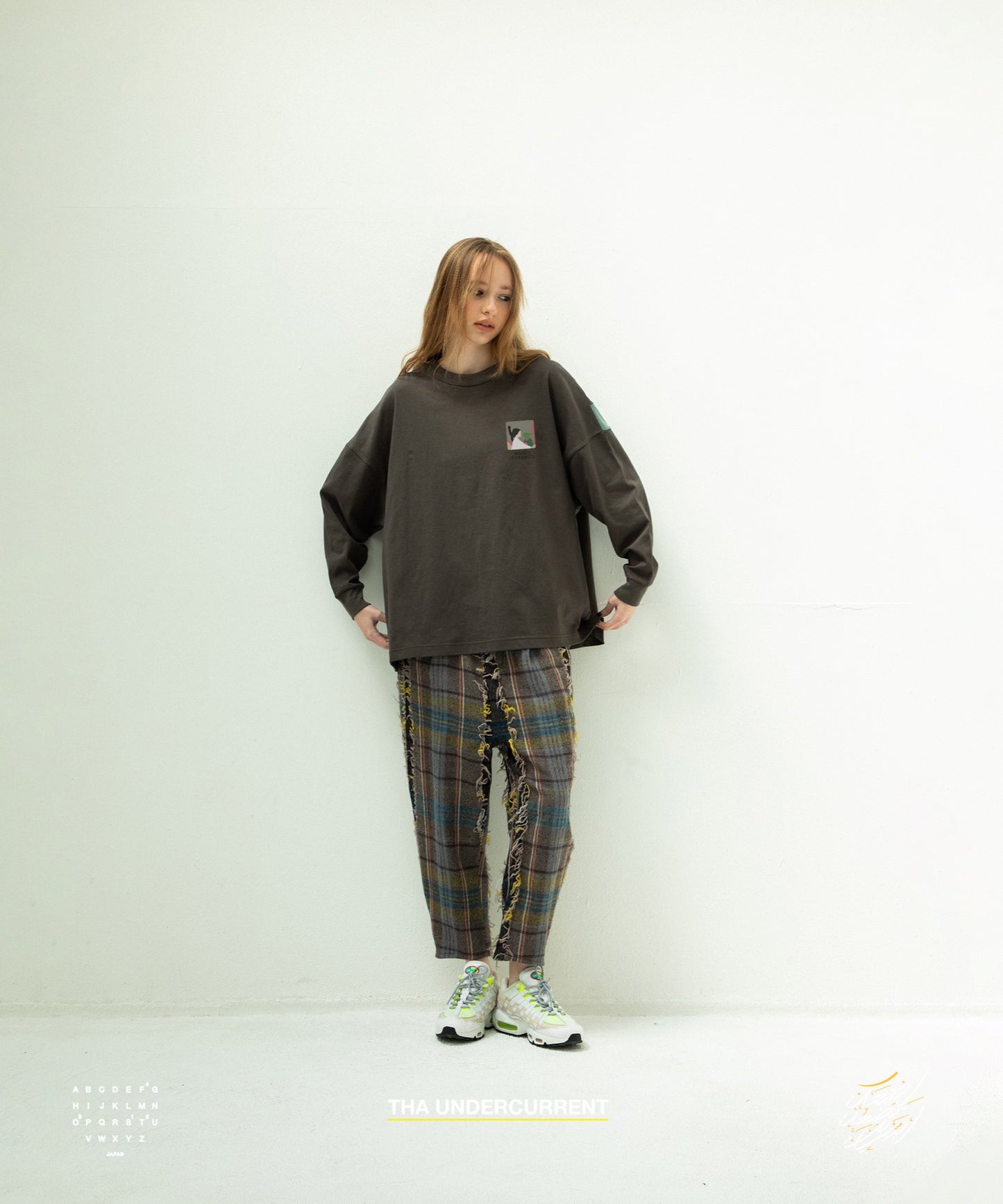STOF / 先行予約 FRINGE WOOL CHECK WIDE SLACKS - BEIGE