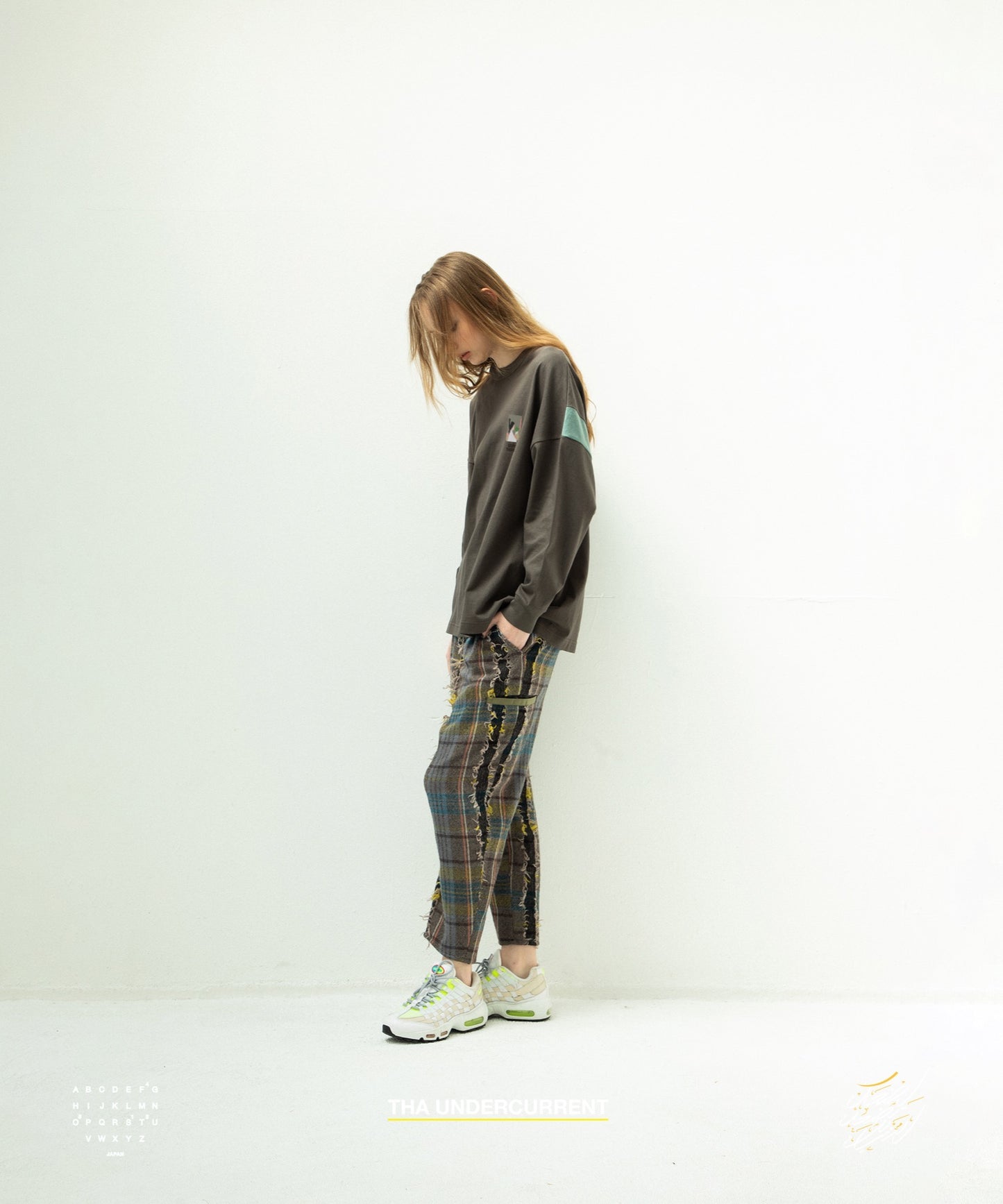 STOF / 先行予約 FRINGE WOOL CHECK WIDE SLACKS - BEIGE