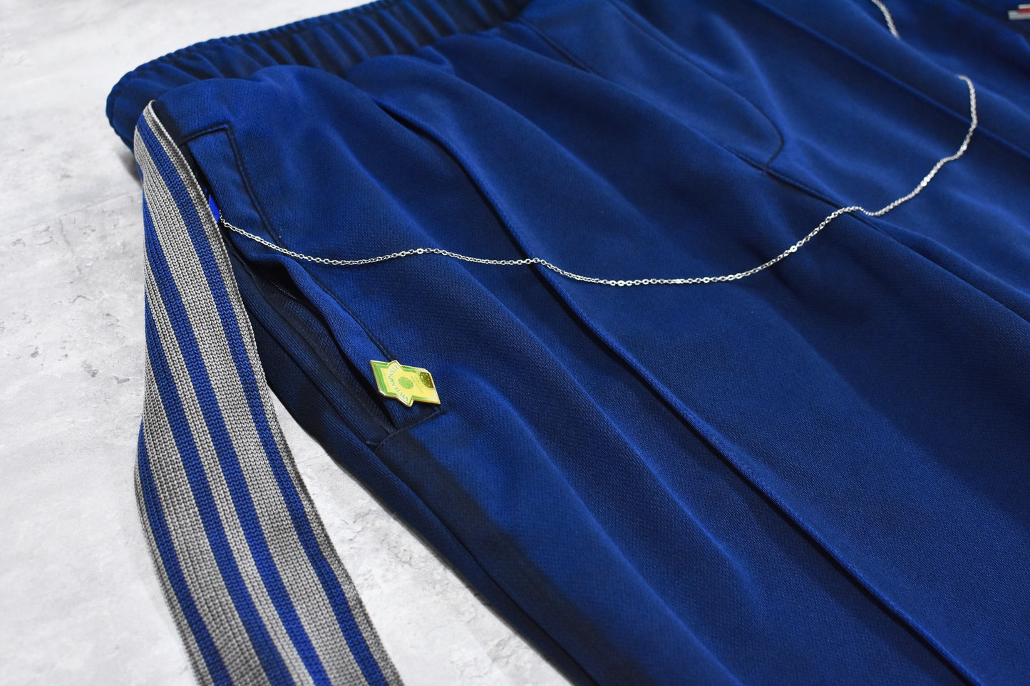 BODYSONG. / PIGMENT-DYED DISTRESSED TRACK TROUSERS - BLUE