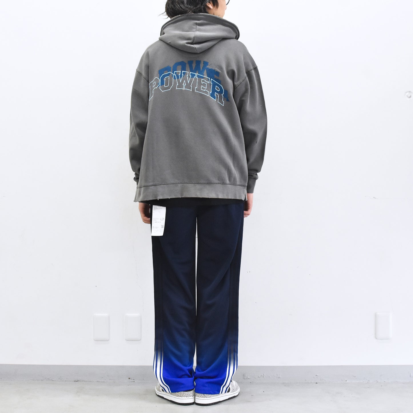 BODYSONG. / GLITCH EMBROIDERY DISTRESSED HOODIE/DRUKQS - BLACK