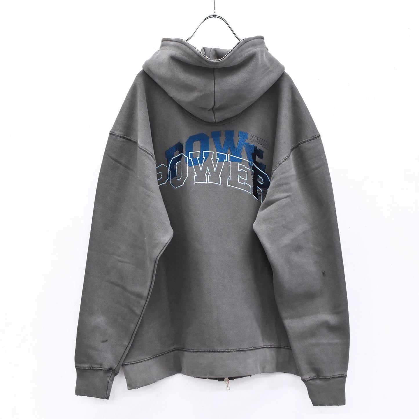 BODYSONG. / GLITCH EMBROIDERY DISTRESSED HOODIE/DRUKQS - BLACK