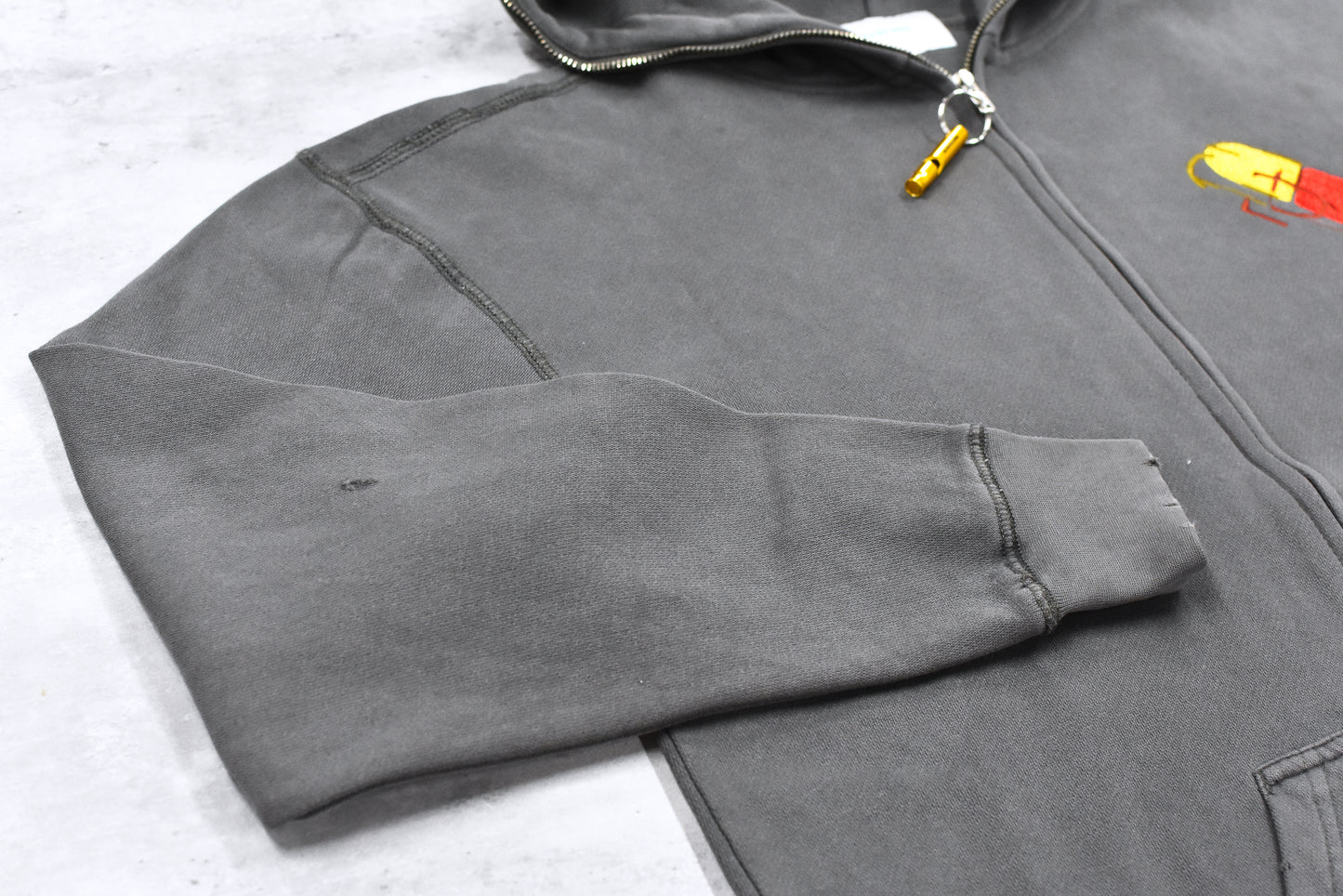 BODYSONG. / GLITCH EMBROIDERY DISTRESSED HOODIE/DRUKQS - BLACK