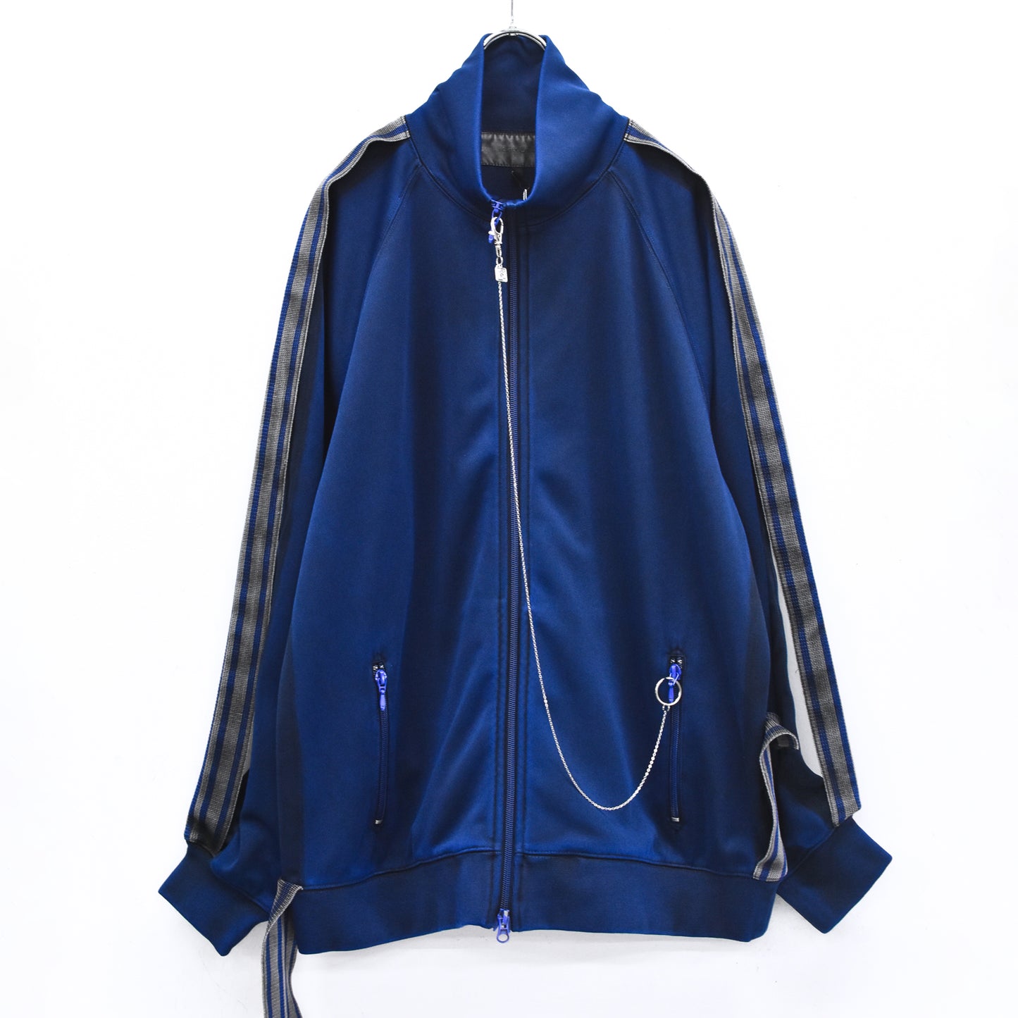 BODYSONG. / PIGMENT-DYED DISTRESSED TRACK JACKET - BLUE