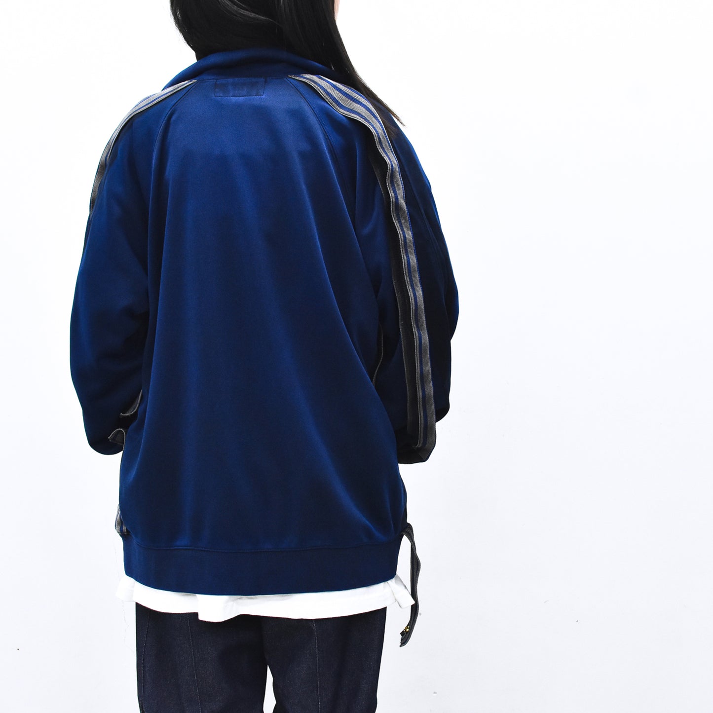 BODYSONG. / PIGMENT-DYED DISTRESSED TRACK JACKET - BLUE