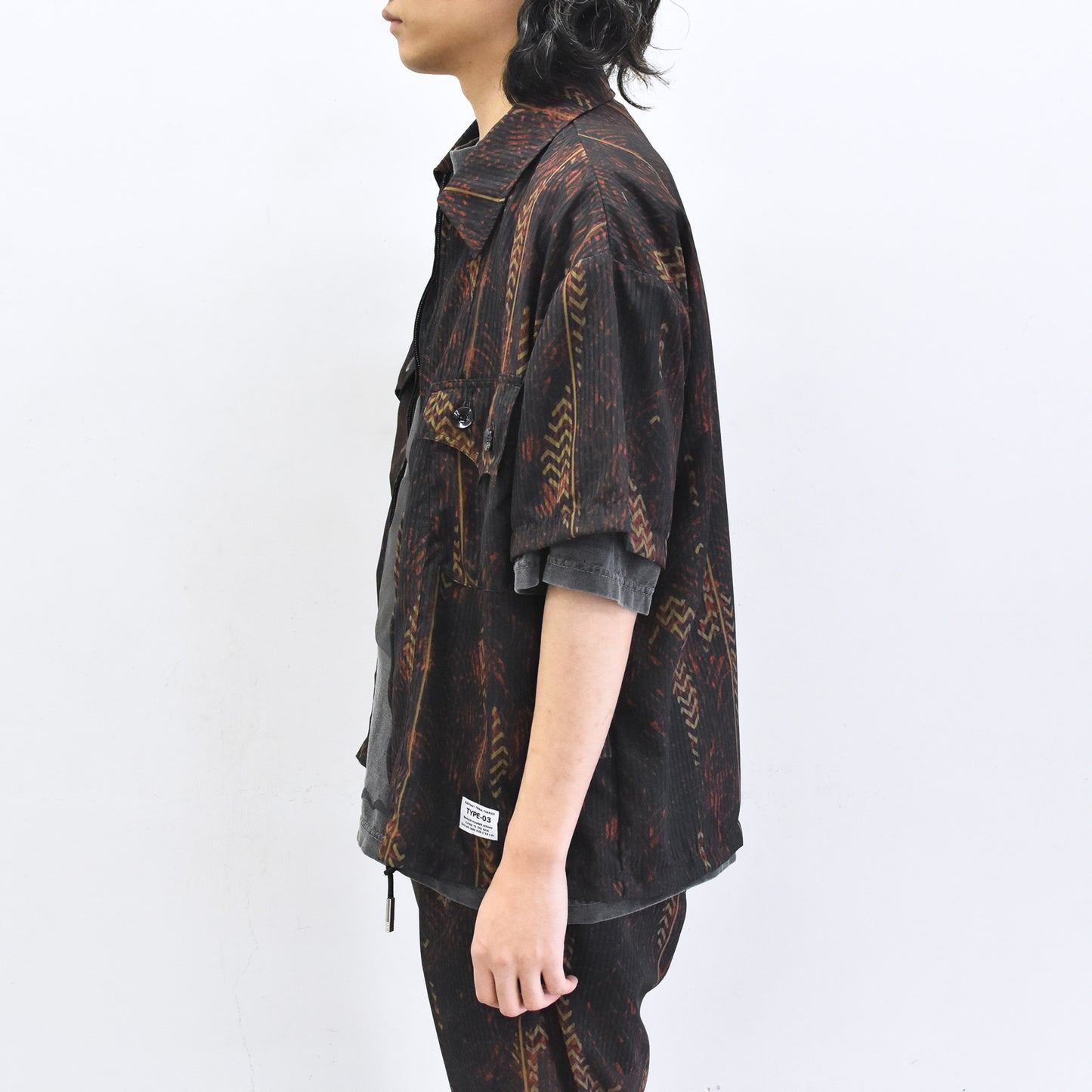 elephant TRIBAL fabrics / NO A/C Zip Shirt - SOIL BROWN
