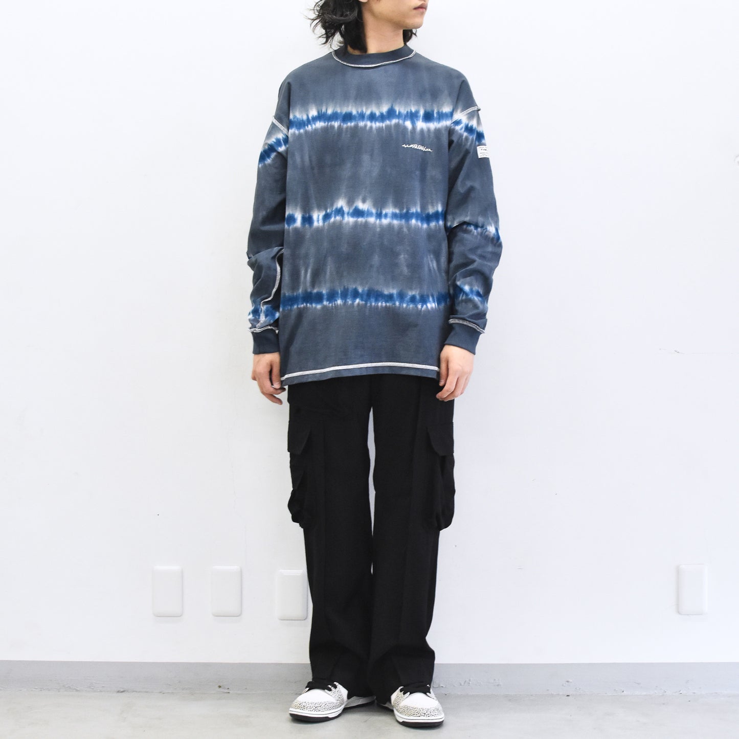 elephant TRIBAL fabrics / Tie-Dye Border LT - NAVY