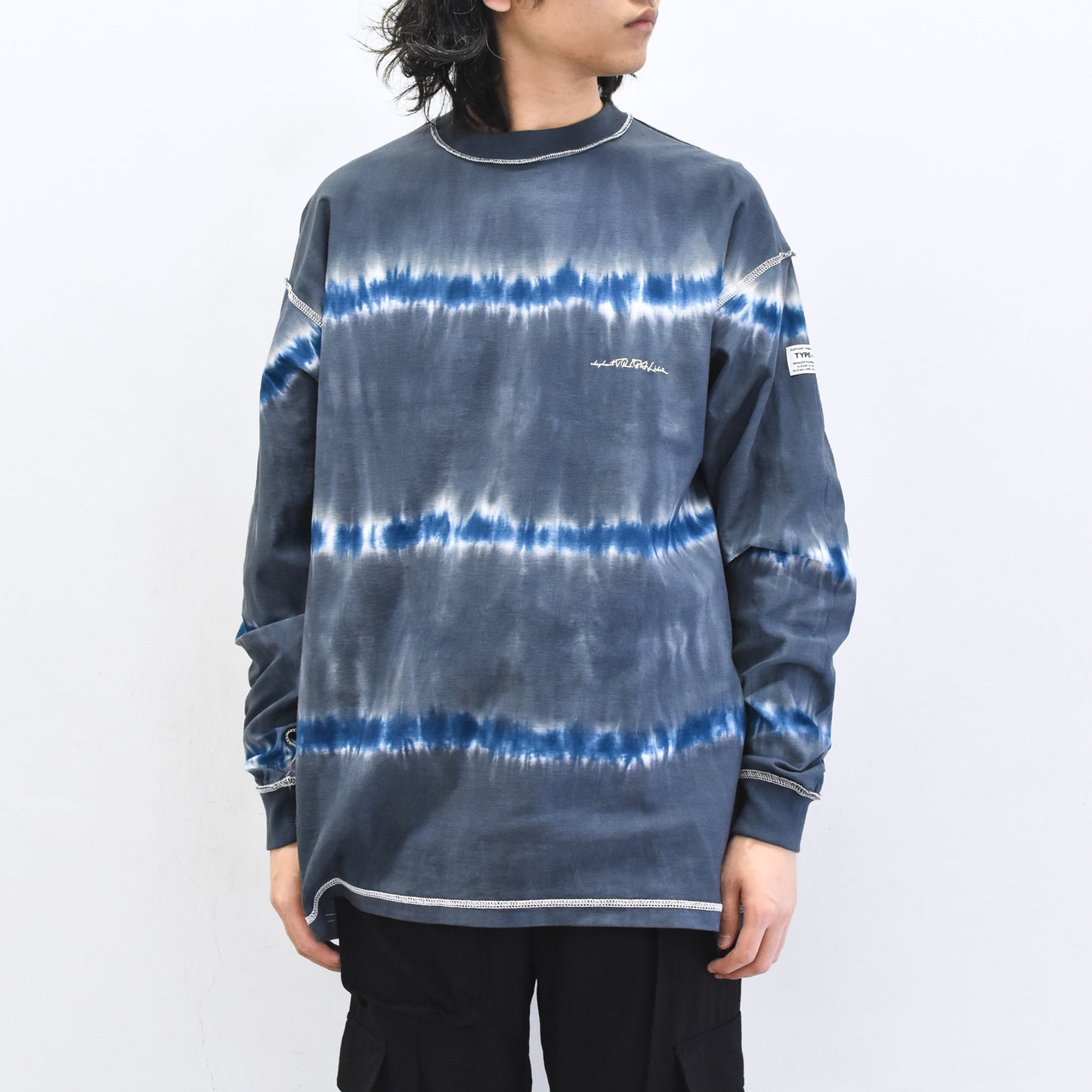 elephant TRIBAL fabrics / Tie-Dye Border LT - NAVY