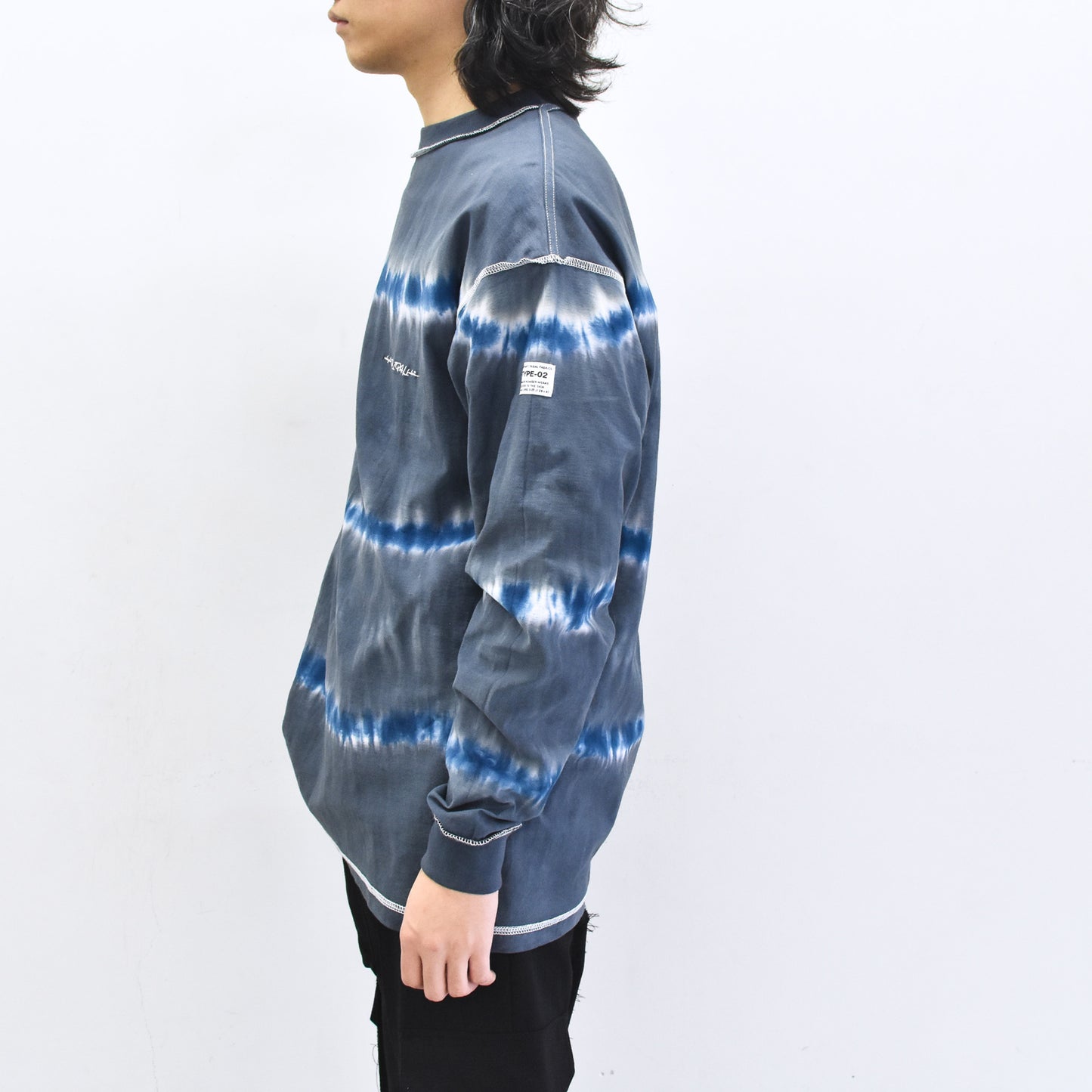 elephant TRIBAL fabrics / Tie-Dye Border LT - NAVY