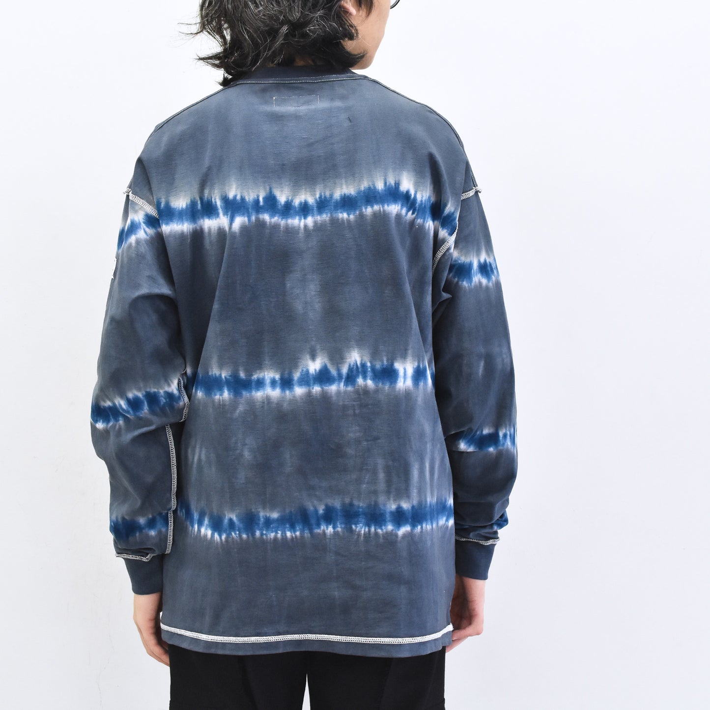 elephant TRIBAL fabrics / Tie-Dye Border LT - NAVY