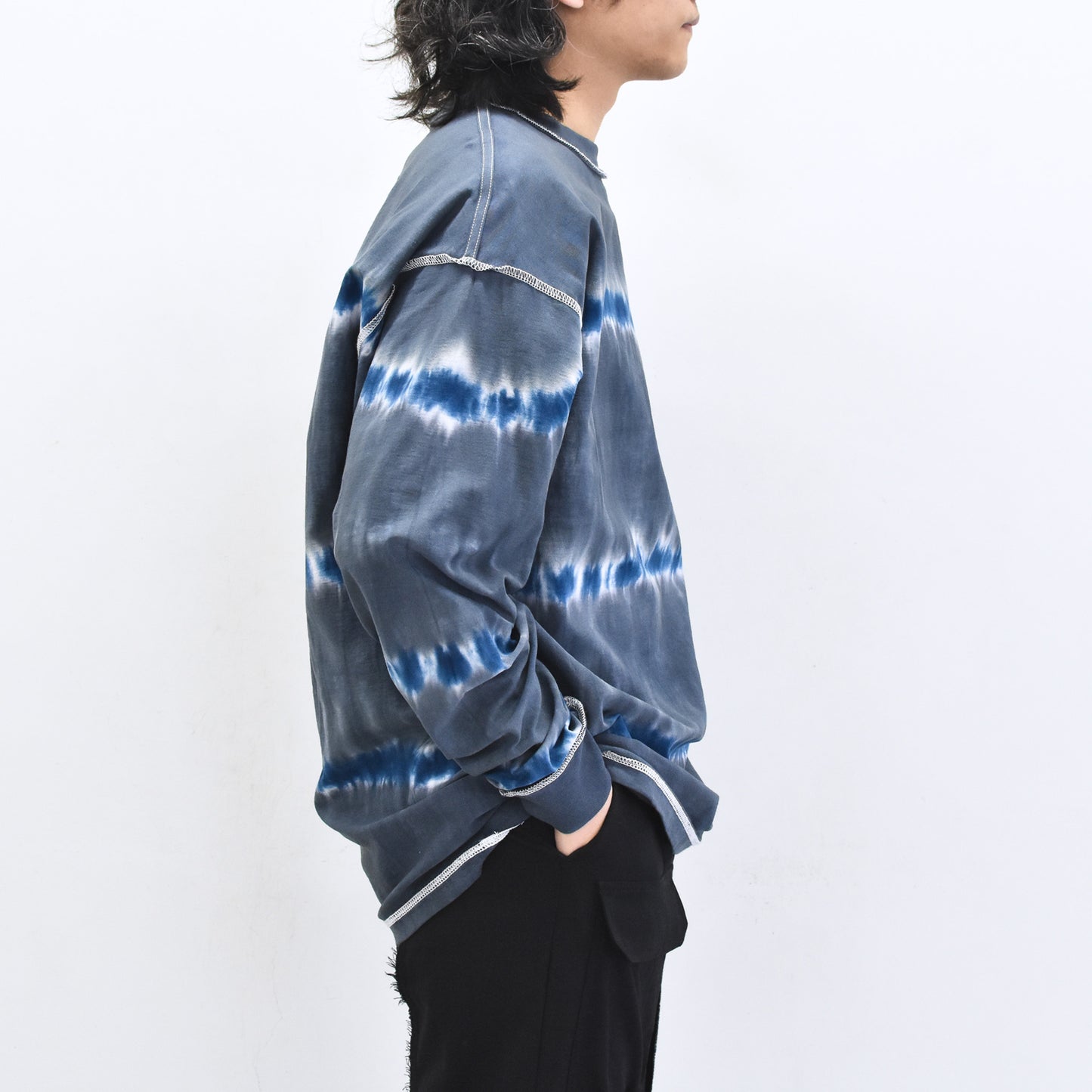 elephant TRIBAL fabrics / Tie-Dye Border LT - NAVY