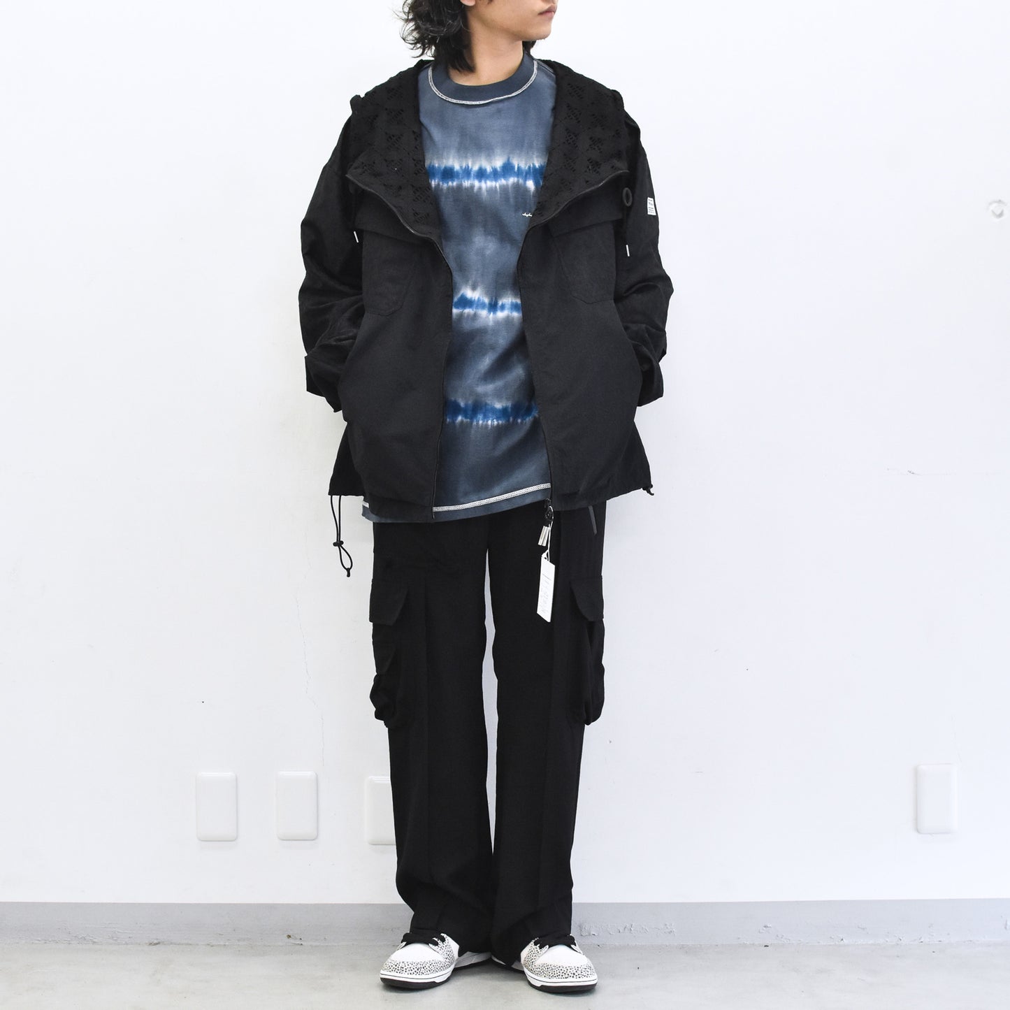 elephant TRIBAL fabrics / Flower Jacquard Mountain Parka - BLACK