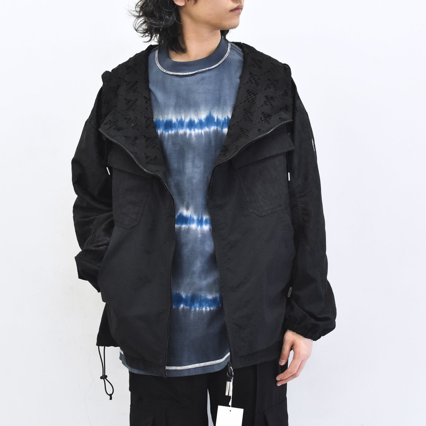 elephant TRIBAL fabrics / Flower Jacquard Mountain Parka - BLACK