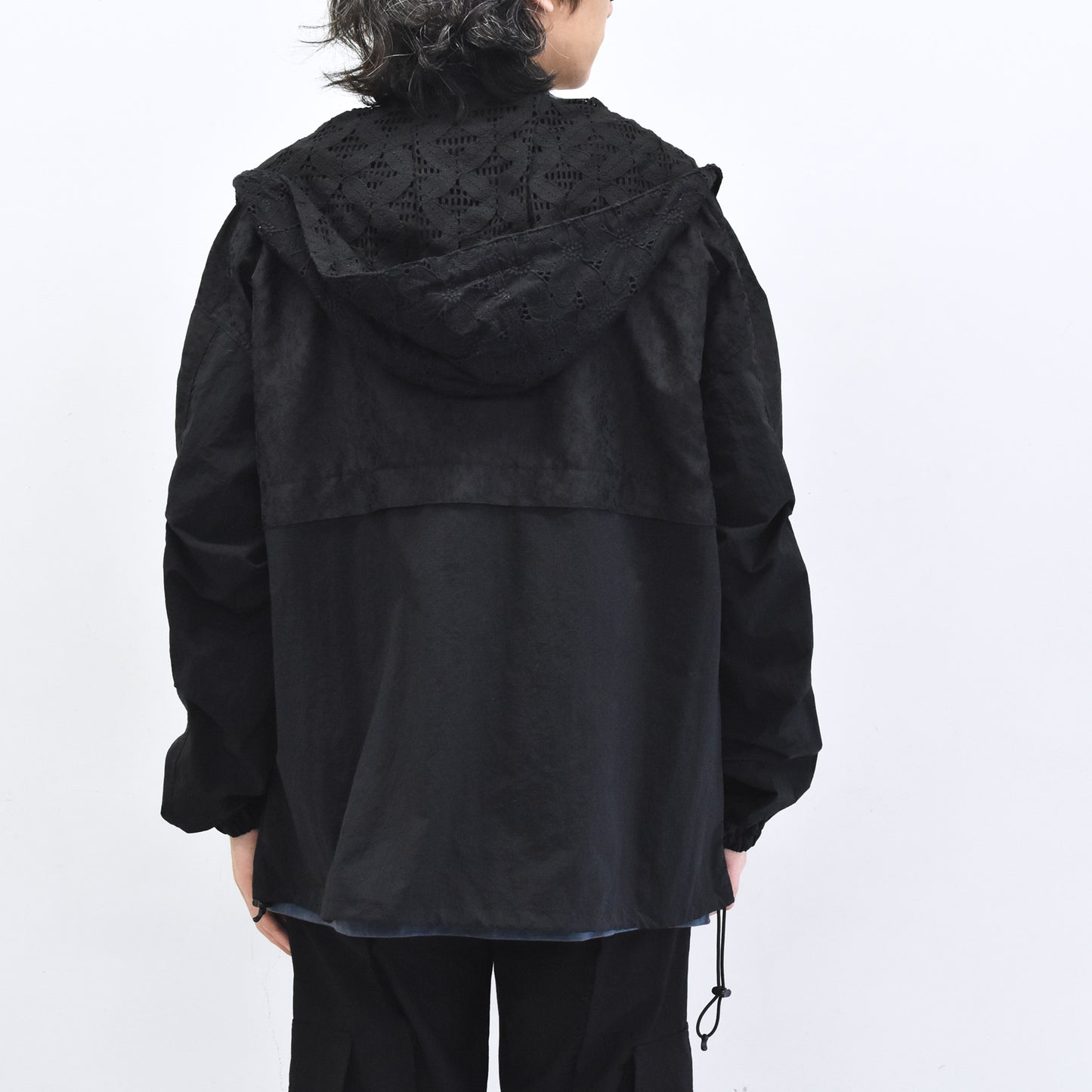 elephant TRIBAL fabrics / Flower Jacquard Mountain Parka - BLACK