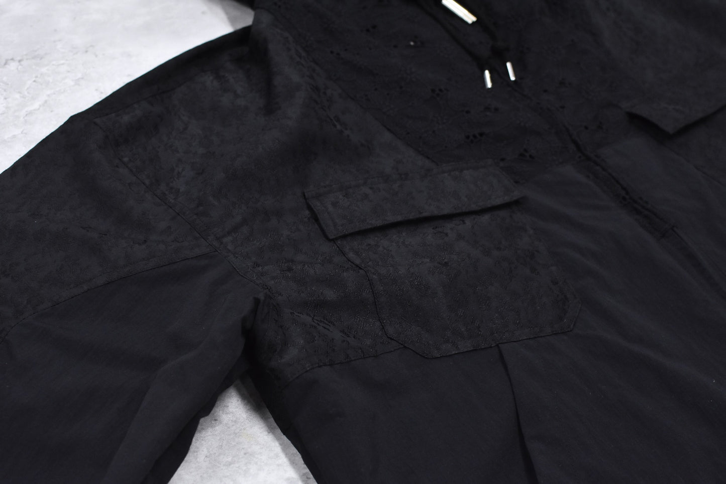 elephant TRIBAL fabrics / Flower Jacquard Mountain Parka - BLACK