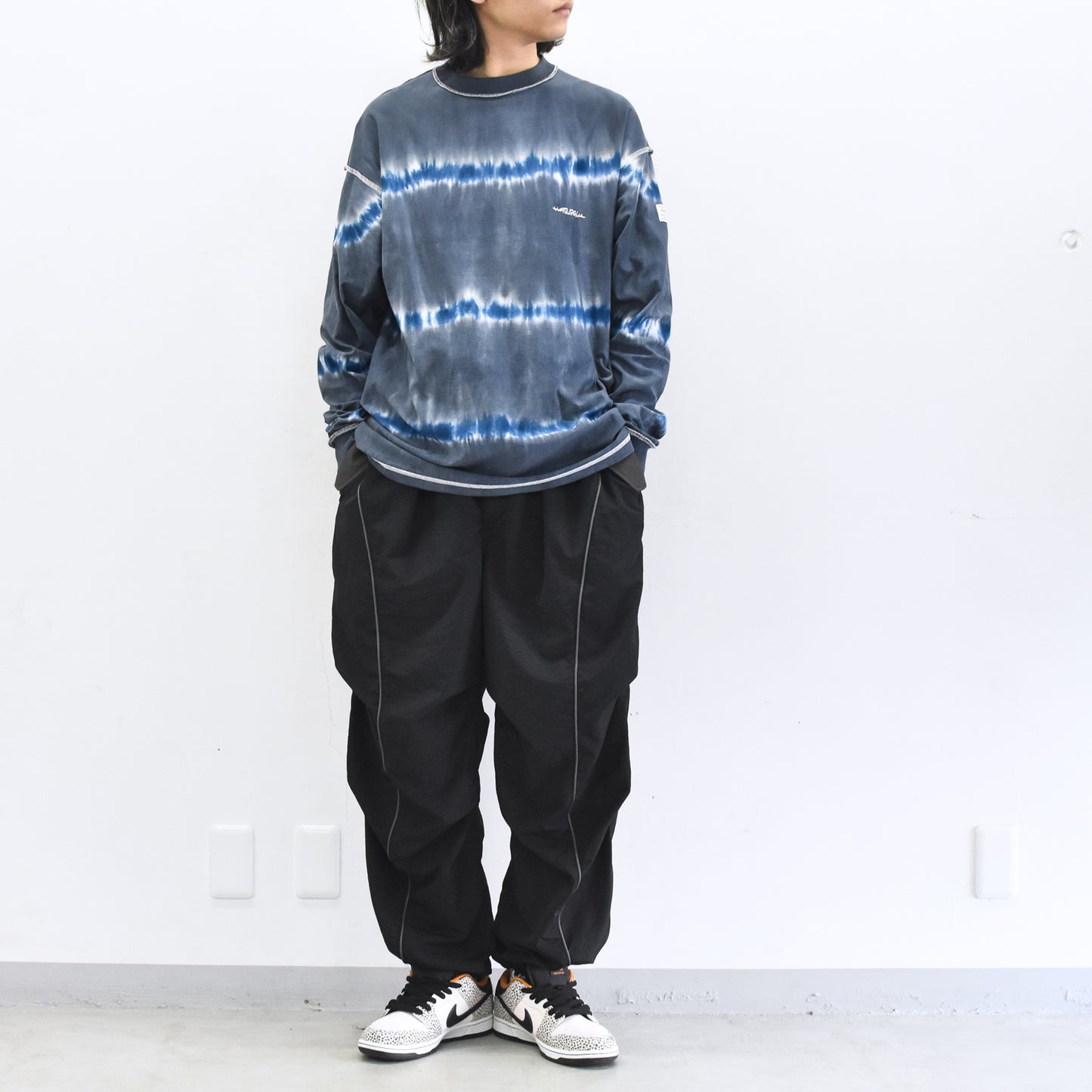 elephant TRIBAL fabrics / 3D Snow Camo Nylon Pants - BLACK
