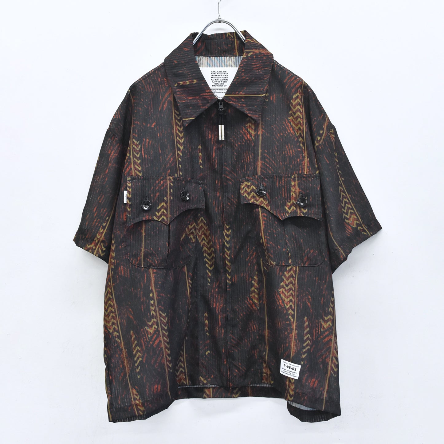 elephant TRIBAL fabrics / NO A/C Zip Shirt - SOIL BROWN