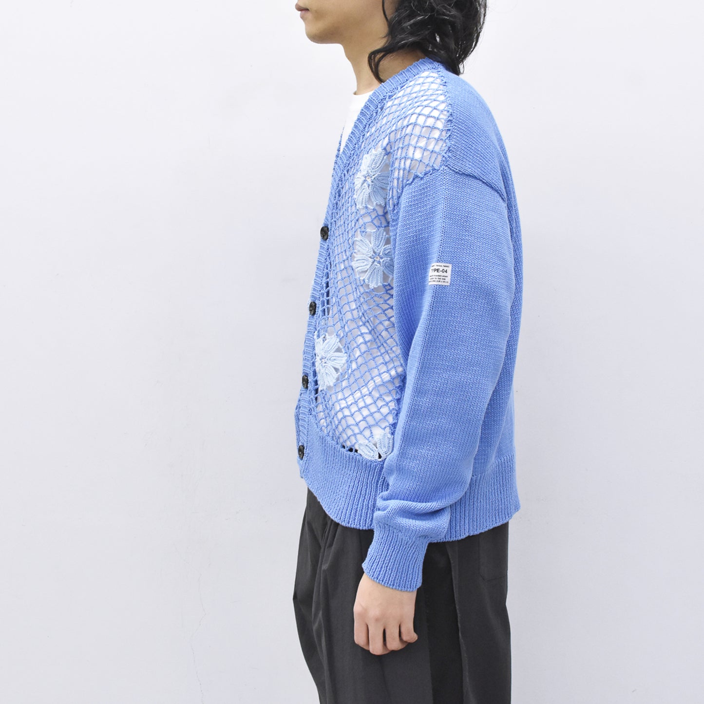 elephant TRIBAL fabrics / Flower Crochet Cardigan - SAX