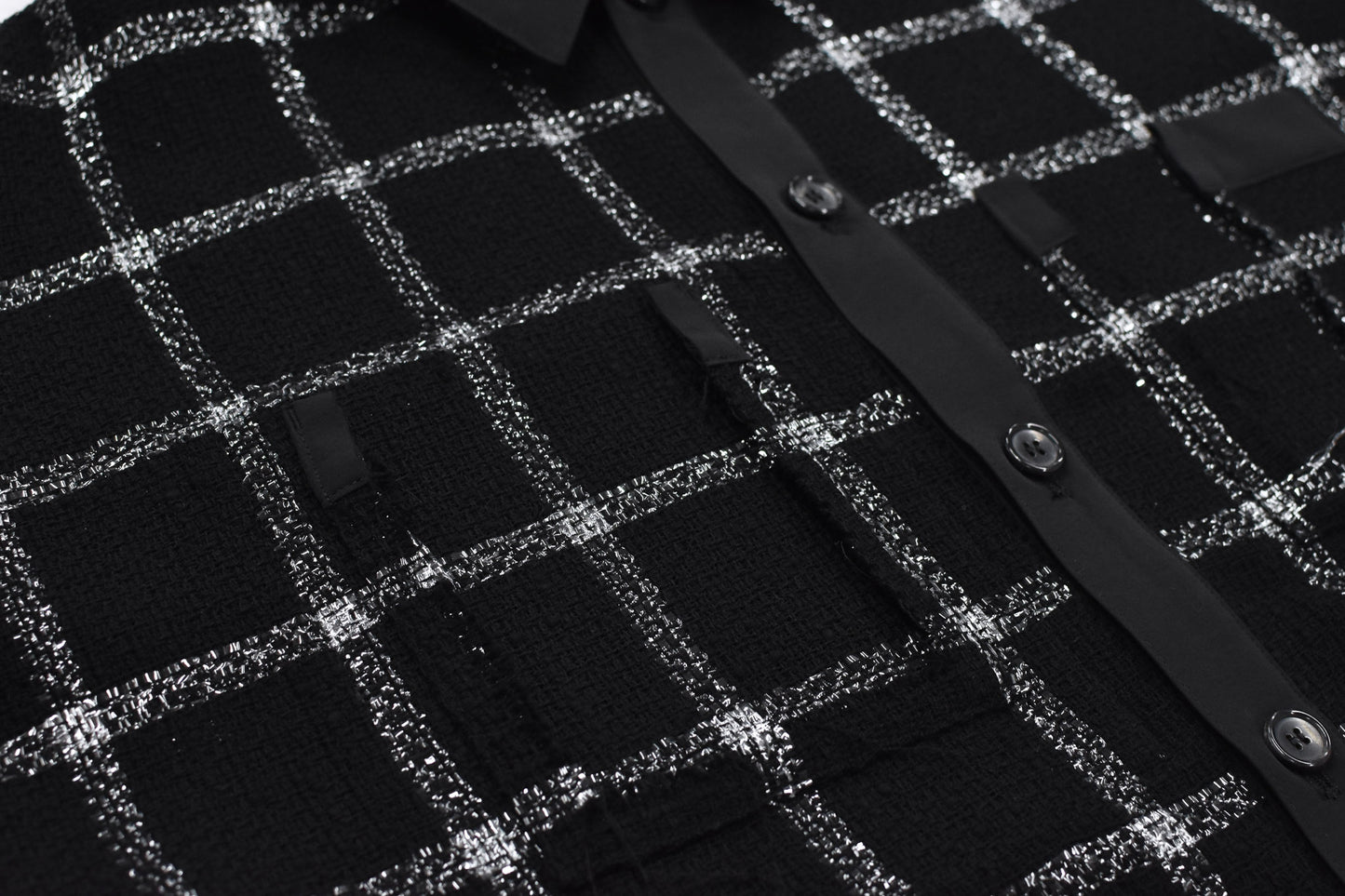 THE JEAN PIERRE / 11XL Tear Off Sheer Tweed Jacket - BLACK