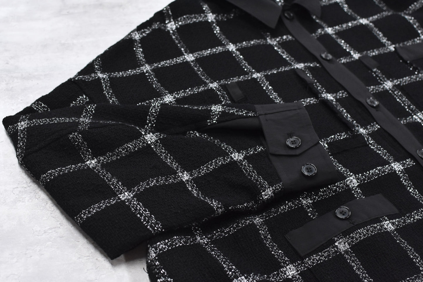 THE JEAN PIERRE / 11XL Tear Off Sheer Tweed Jacket - BLACK