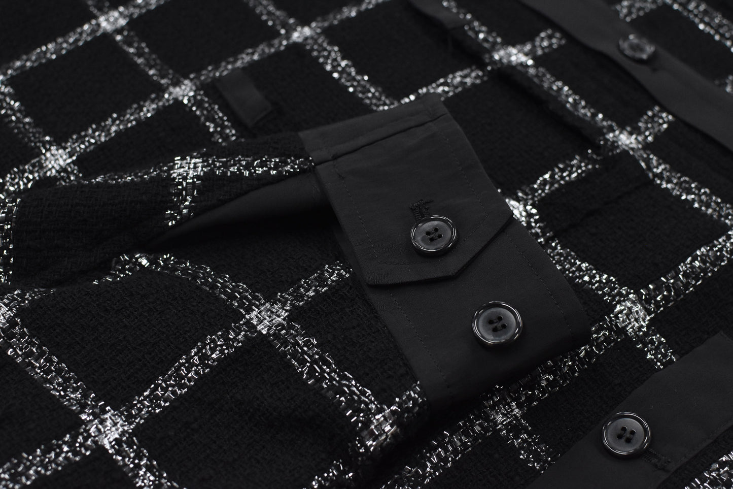 THE JEAN PIERRE / 11XL Tear Off Sheer Tweed Jacket - BLACK