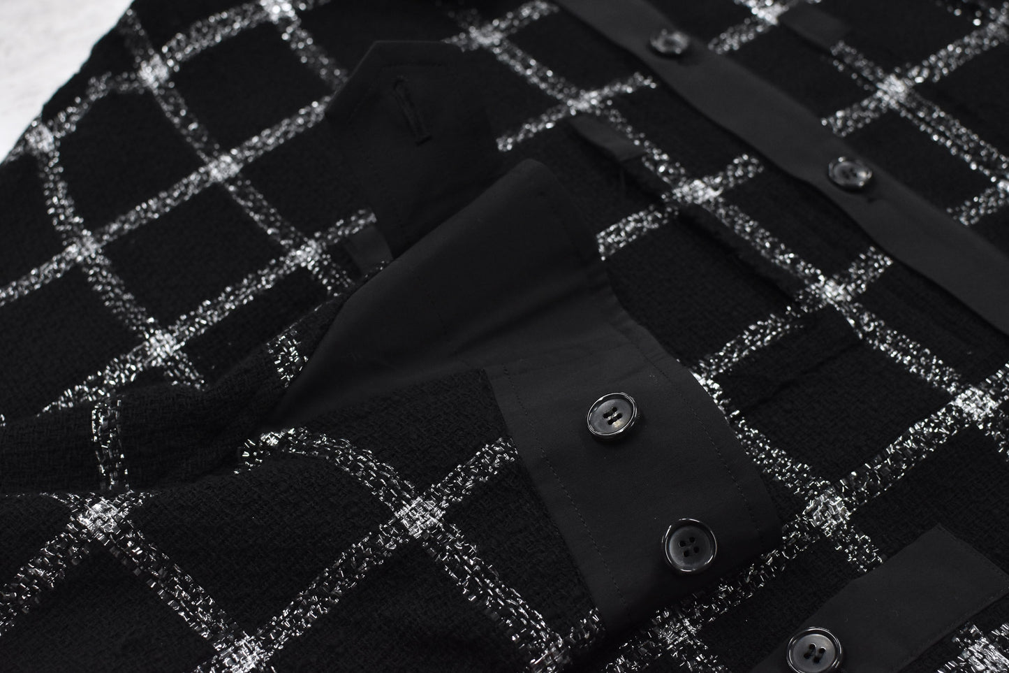 THE JEAN PIERRE / 11XL Tear Off Sheer Tweed Jacket - BLACK