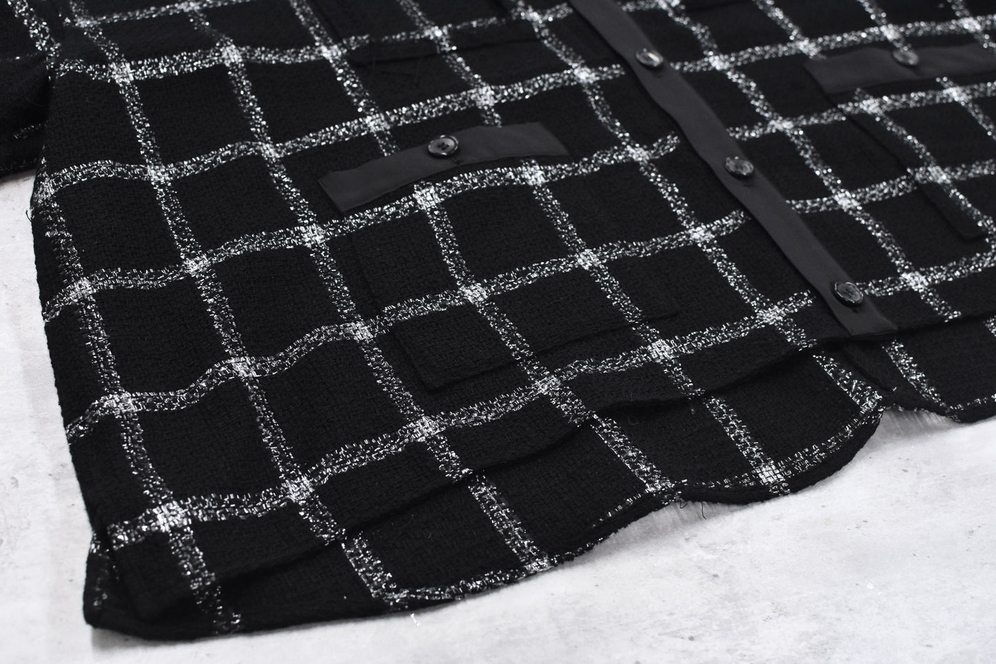THE JEAN PIERRE / 11XL Tear Off Sheer Tweed Jacket - BLACK