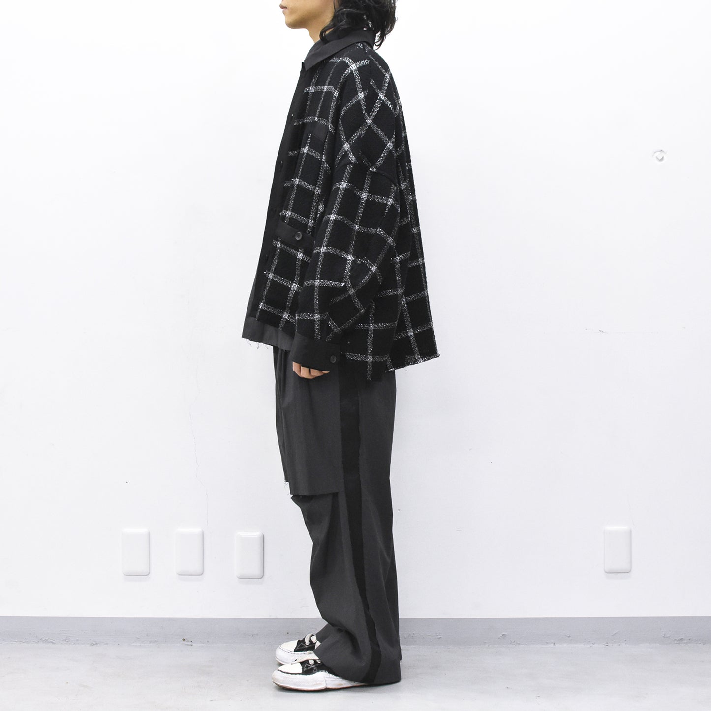 THE JEAN PIERRE / 11XL Tear Off Sheer Tweed Jacket - BLACK