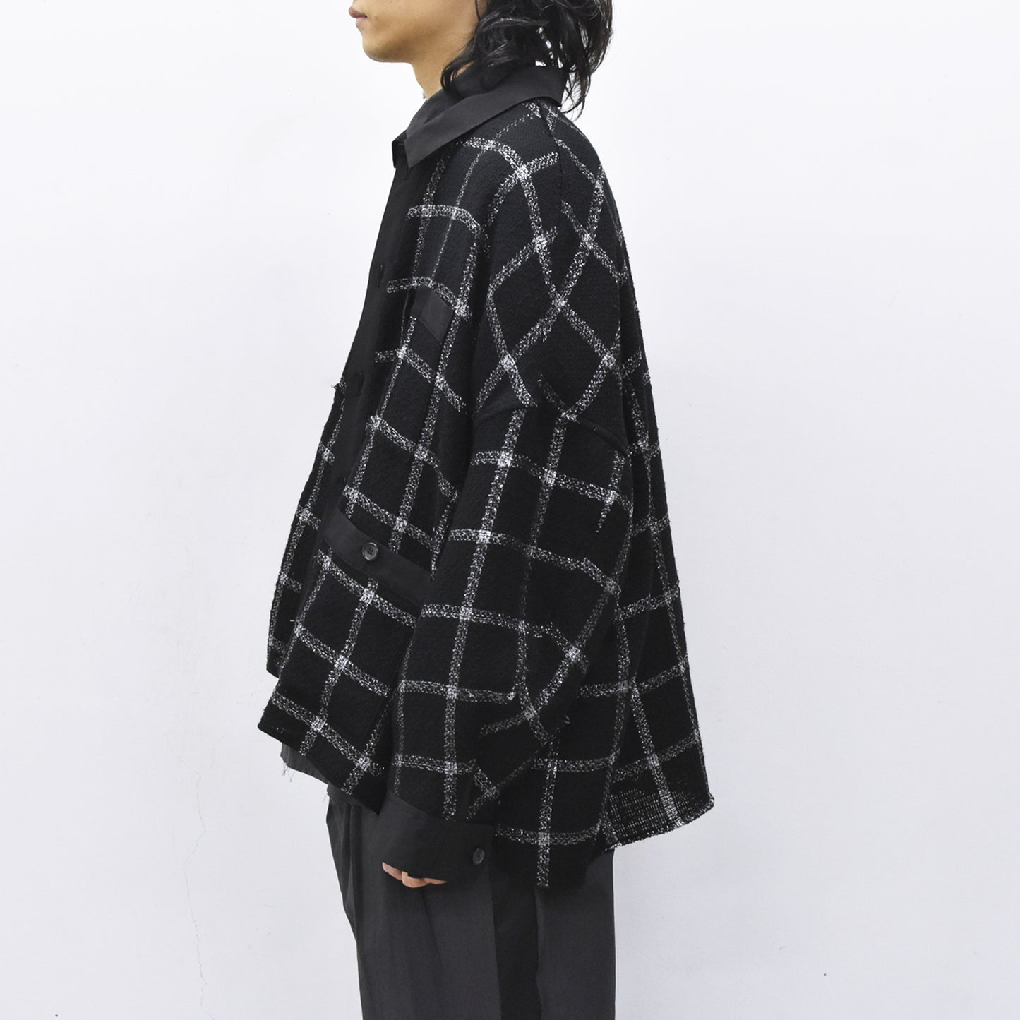 THE JEAN PIERRE / 11XL Tear Off Sheer Tweed Jacket - BLACK