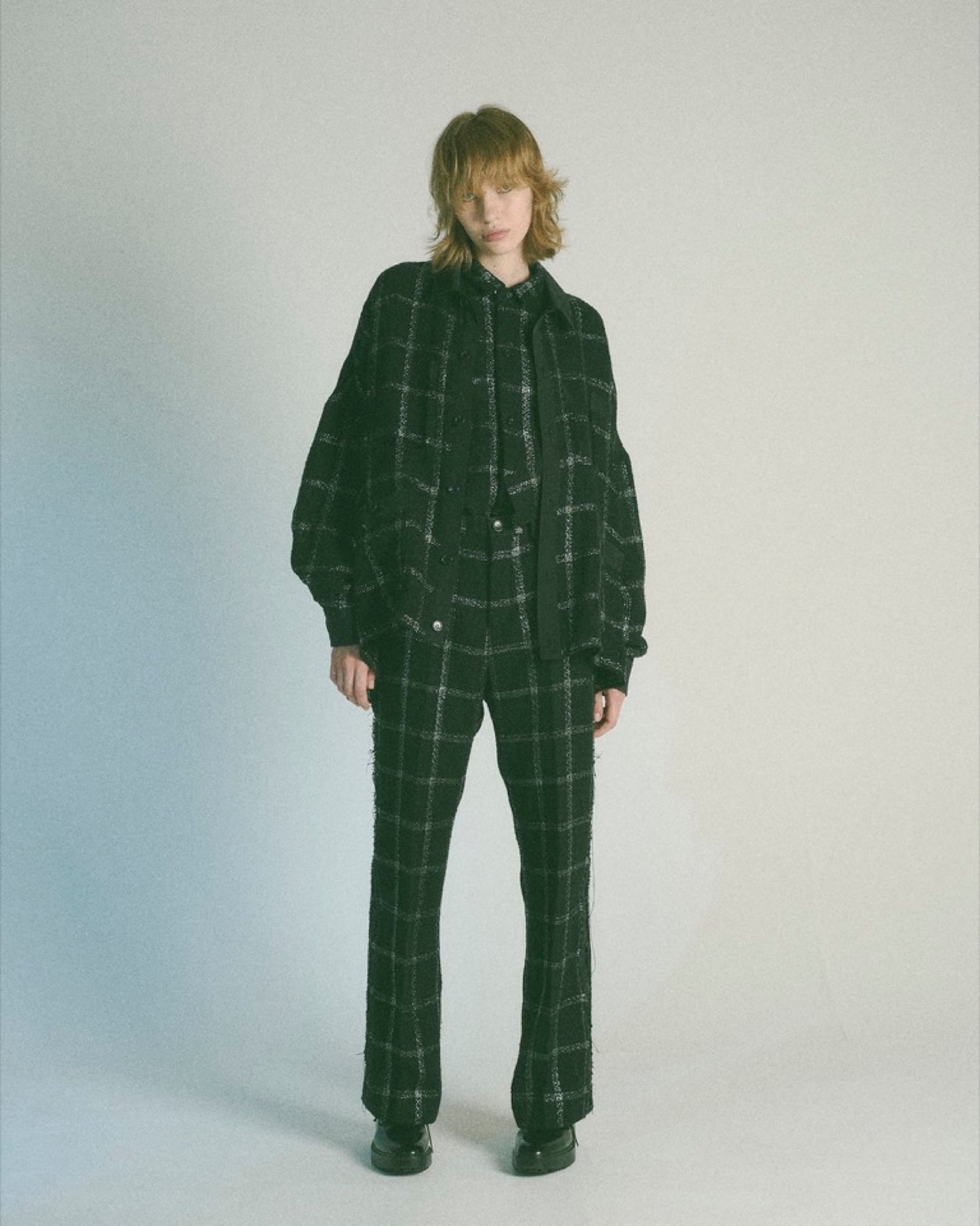 THE JEAN PIERRE / 11XL Tear Off Sheer Tweed Jacket - BLACK