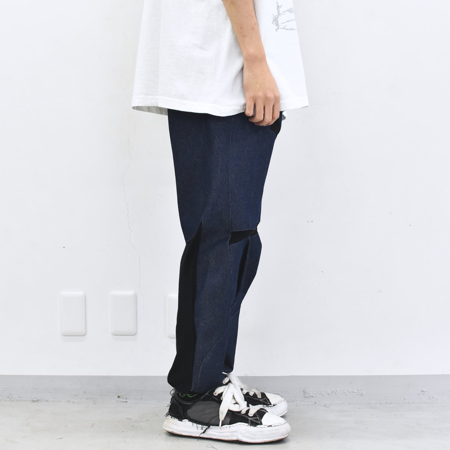 BODYSONG. / SPEEDING MOTORCYCLE DENIM TROUSERS - BLACK