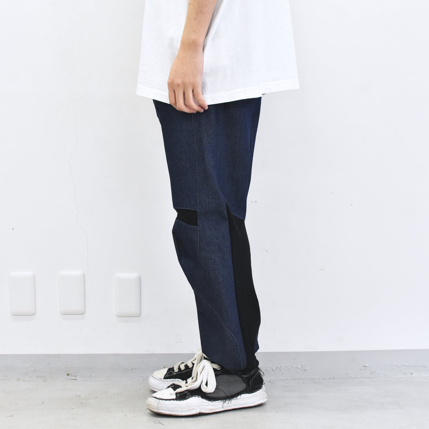 BODYSONG. / SPEEDING MOTORCYCLE DENIM TROUSERS - BLACK