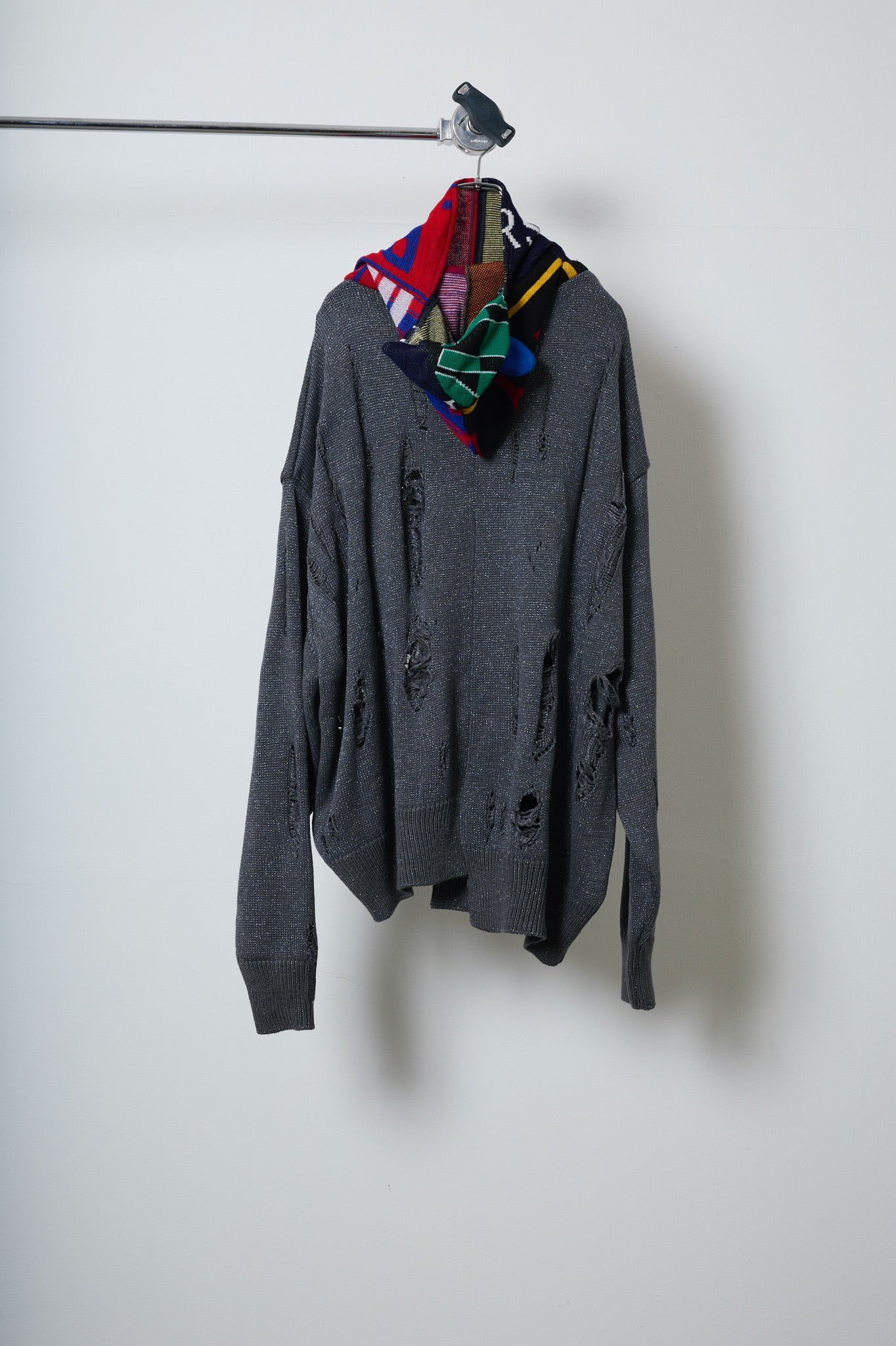 BODYSONG. / 先行予約 EARHOOD GLITTERY BALACLAVA SWEATER - GREY