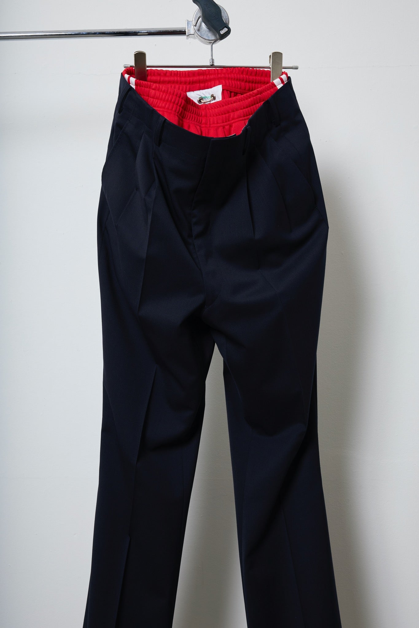 BODYSONG. / 先行予約 FLARE LAYERED SLACKS LUXE - NAVY