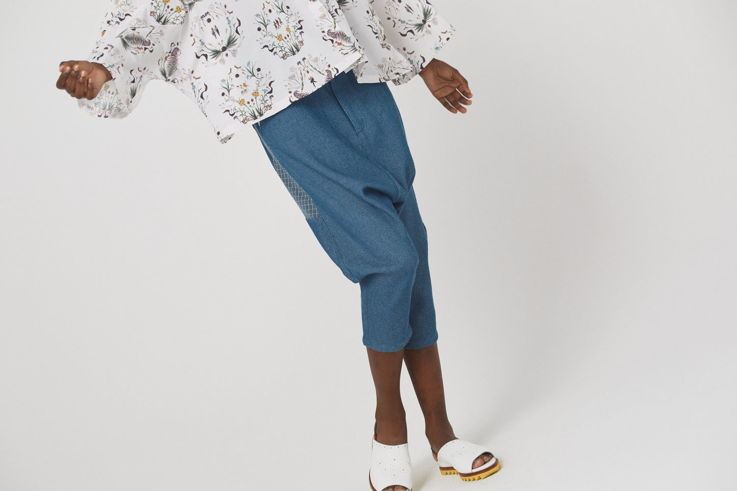 BEDSIDEDRAMA / Mix Tex Relax Jeans - BLUE