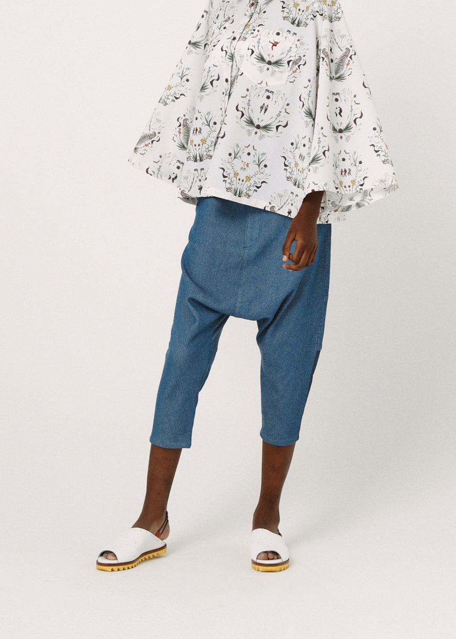BEDSIDEDRAMA / Mix Tex Relax Jeans - BLUE