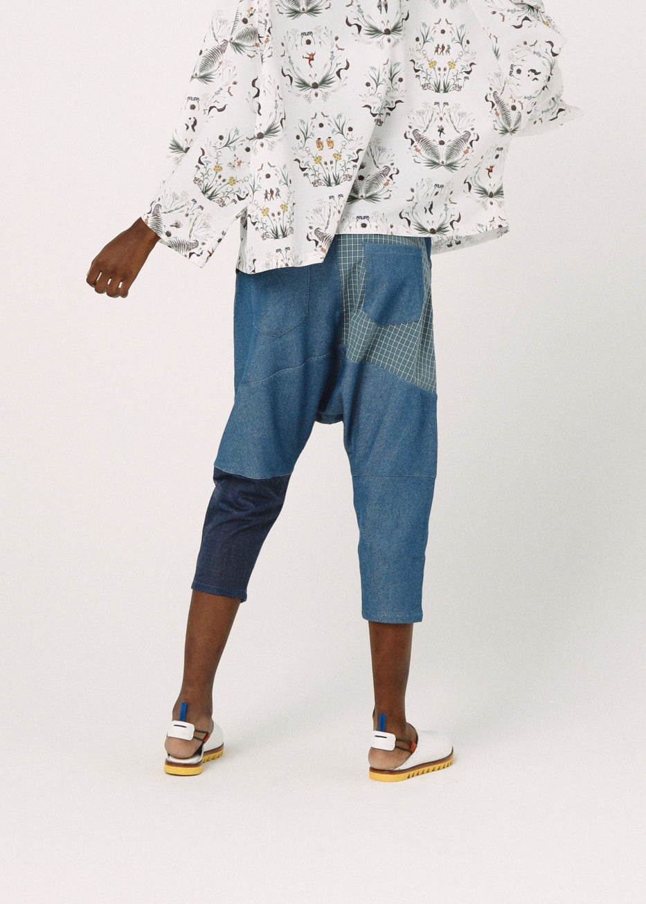 BEDSIDEDRAMA / Mix Tex Relax Jeans - BLUE