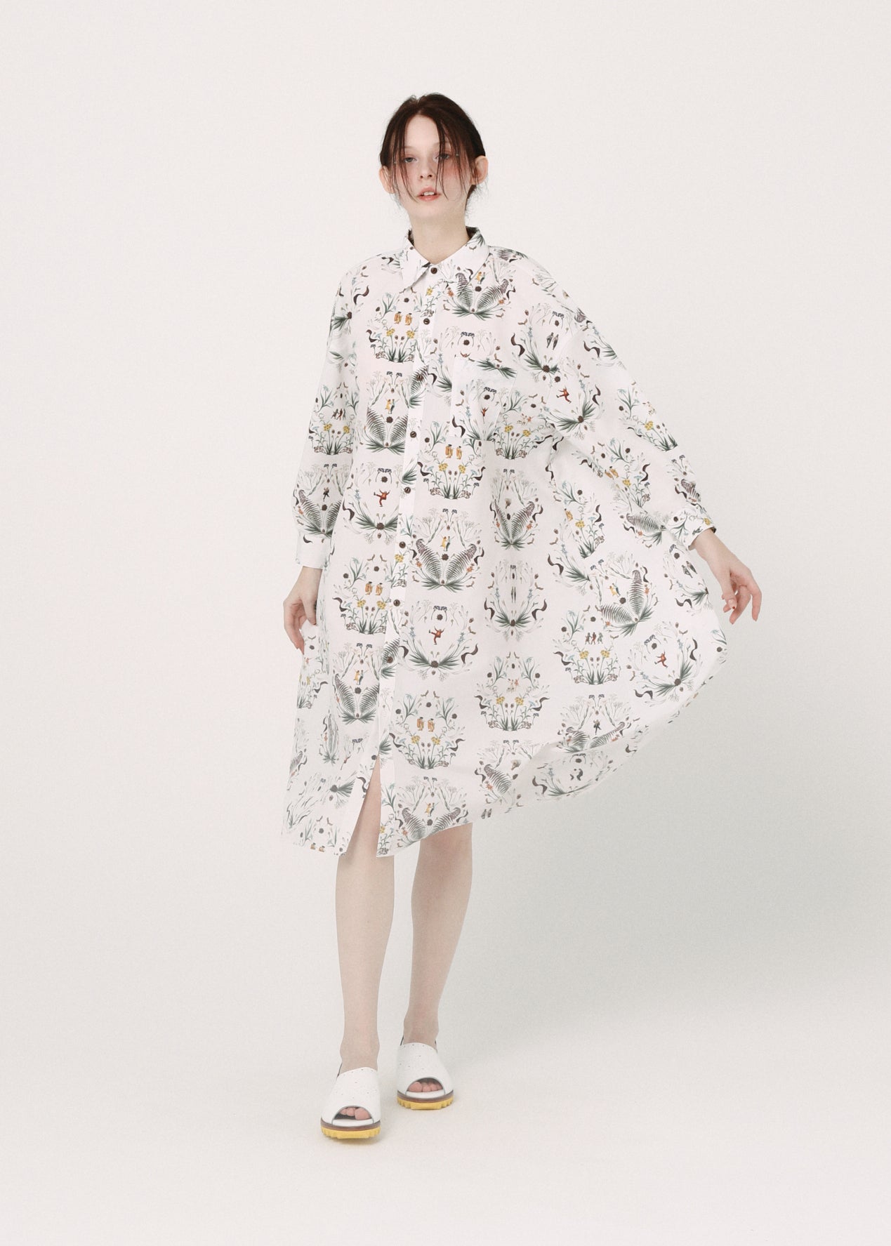 BEDSIDEDRAMA / Dance In The Garden Maxi Shirt - NATURAL