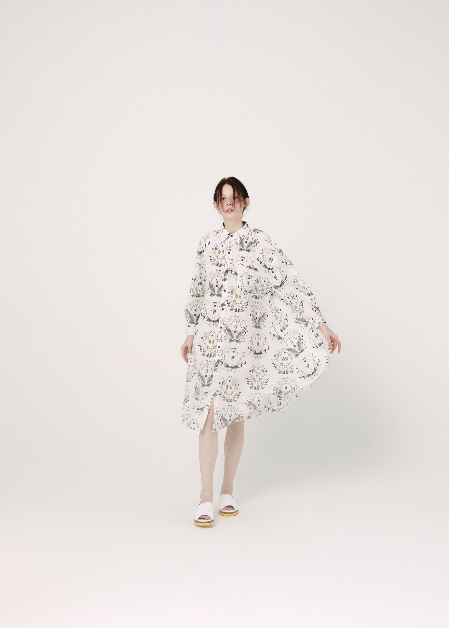 BEDSIDEDRAMA / Dance In The Garden Maxi Shirt - NATURAL